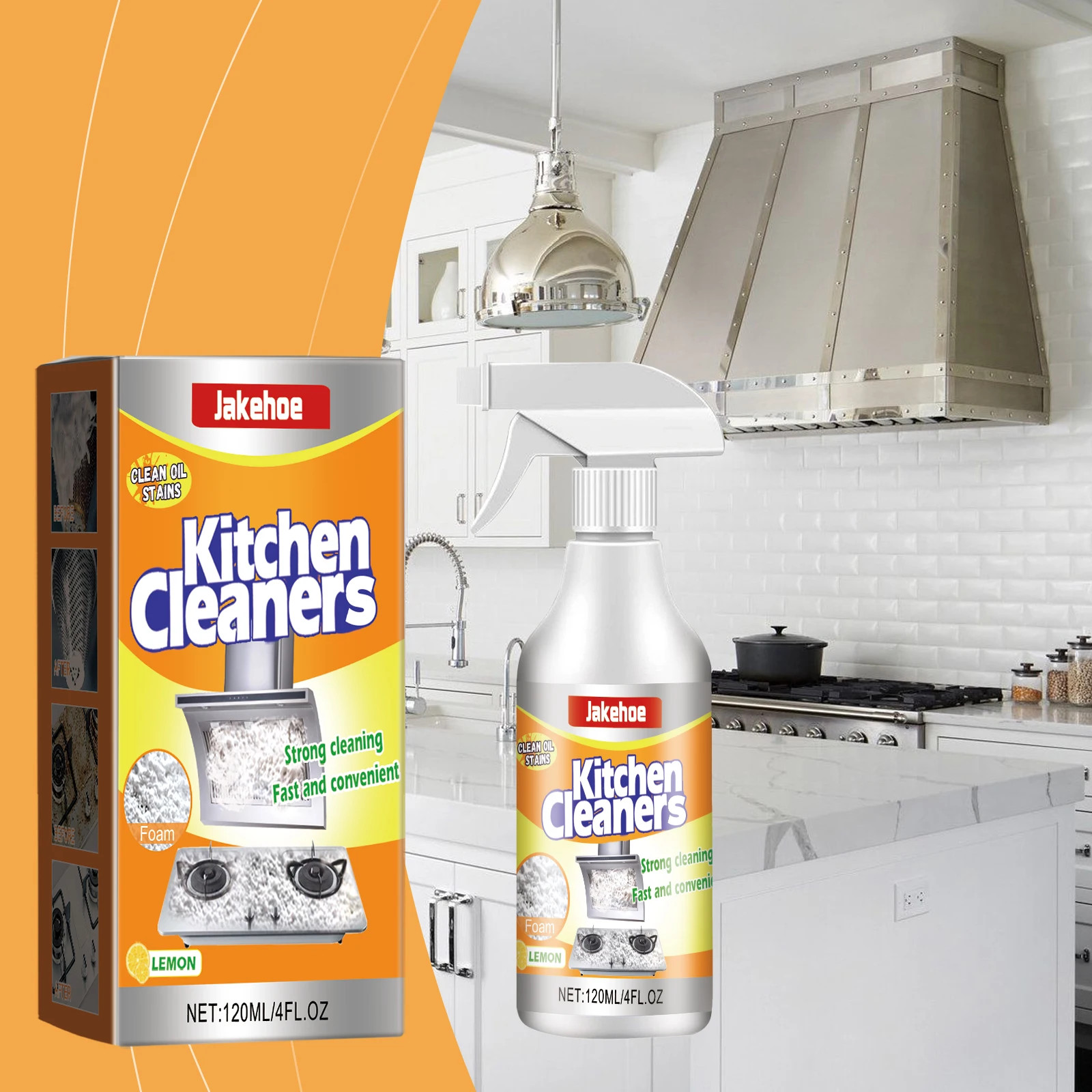 Kitchen Foam Cleaner Degreaser Spray Removes Grease Oil Stains Multi Purpose