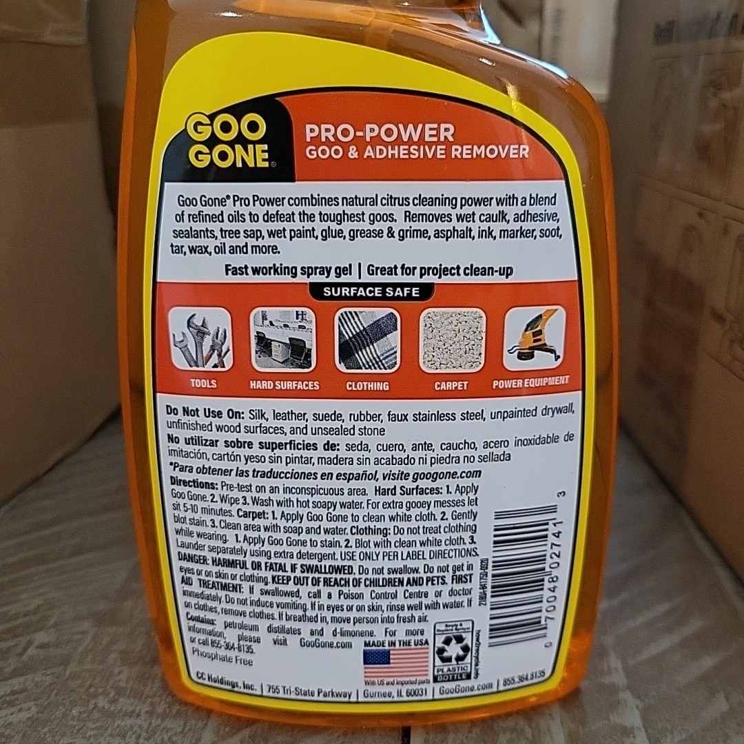 Goo Gone Adhesive Remover 24 oz PRO POWER Spray Gel Cleaner Citrus Scent New
