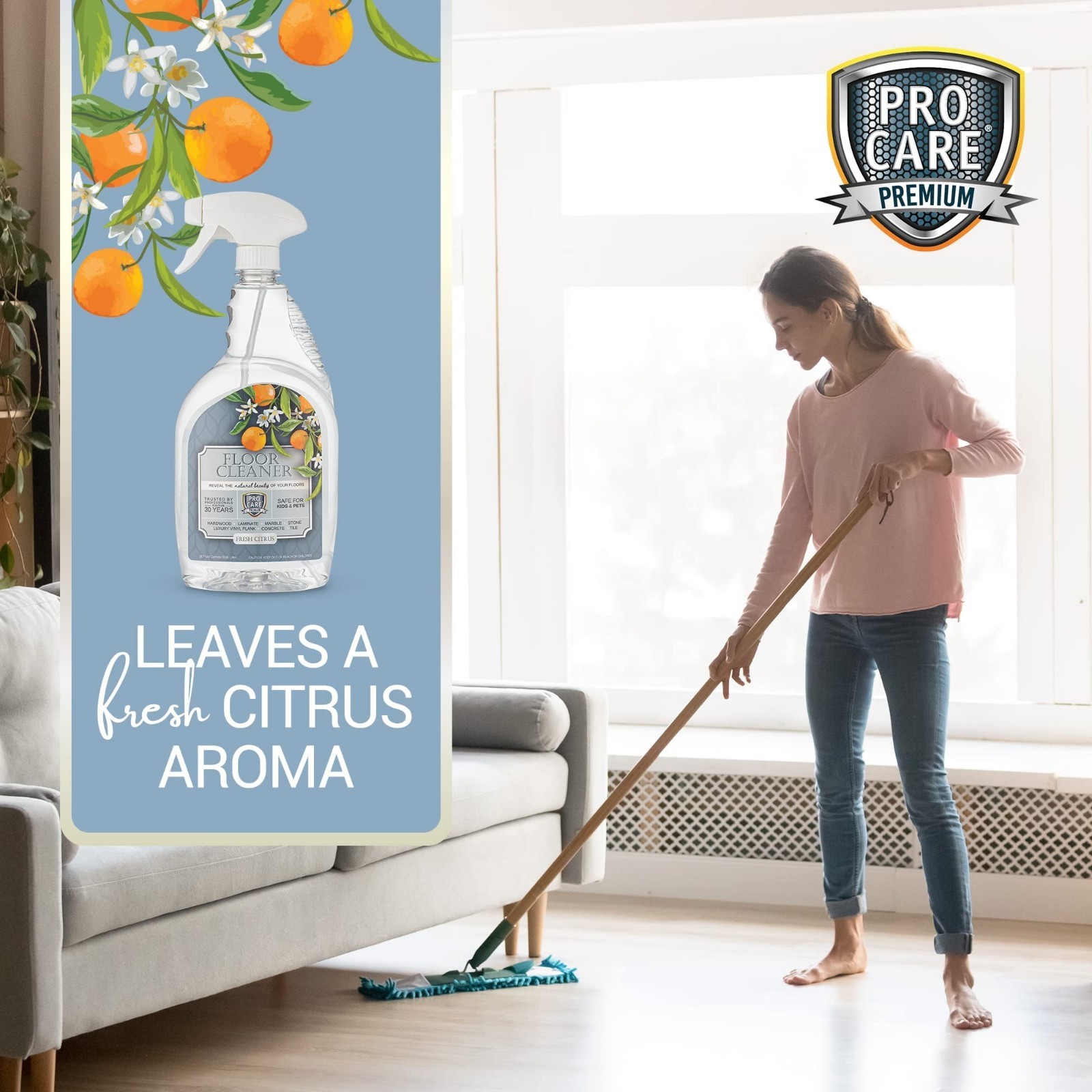 Citrus Floor Cleaner Bundle – 32oz Spray Bottle & 1 Gallon Refill – Eco-Friendly