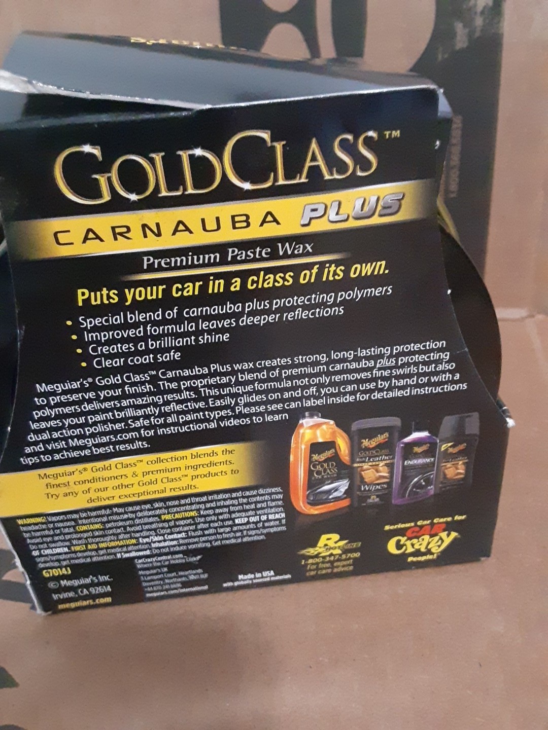 Meguiar’s GOLD CLASS CARNAUBA PLUS Premium Paste Car Wax HIGH QUALITY Brand New