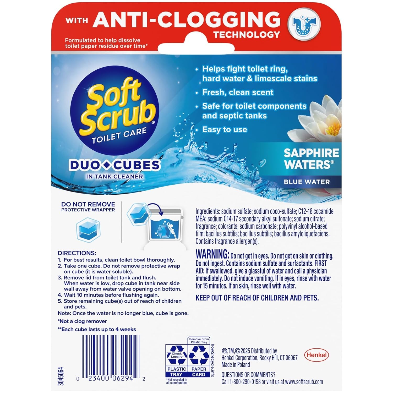 Soft Scrub In Tank Toilet Cleaner Duo Cubes Sapphire Waters 4 Count Toilet
