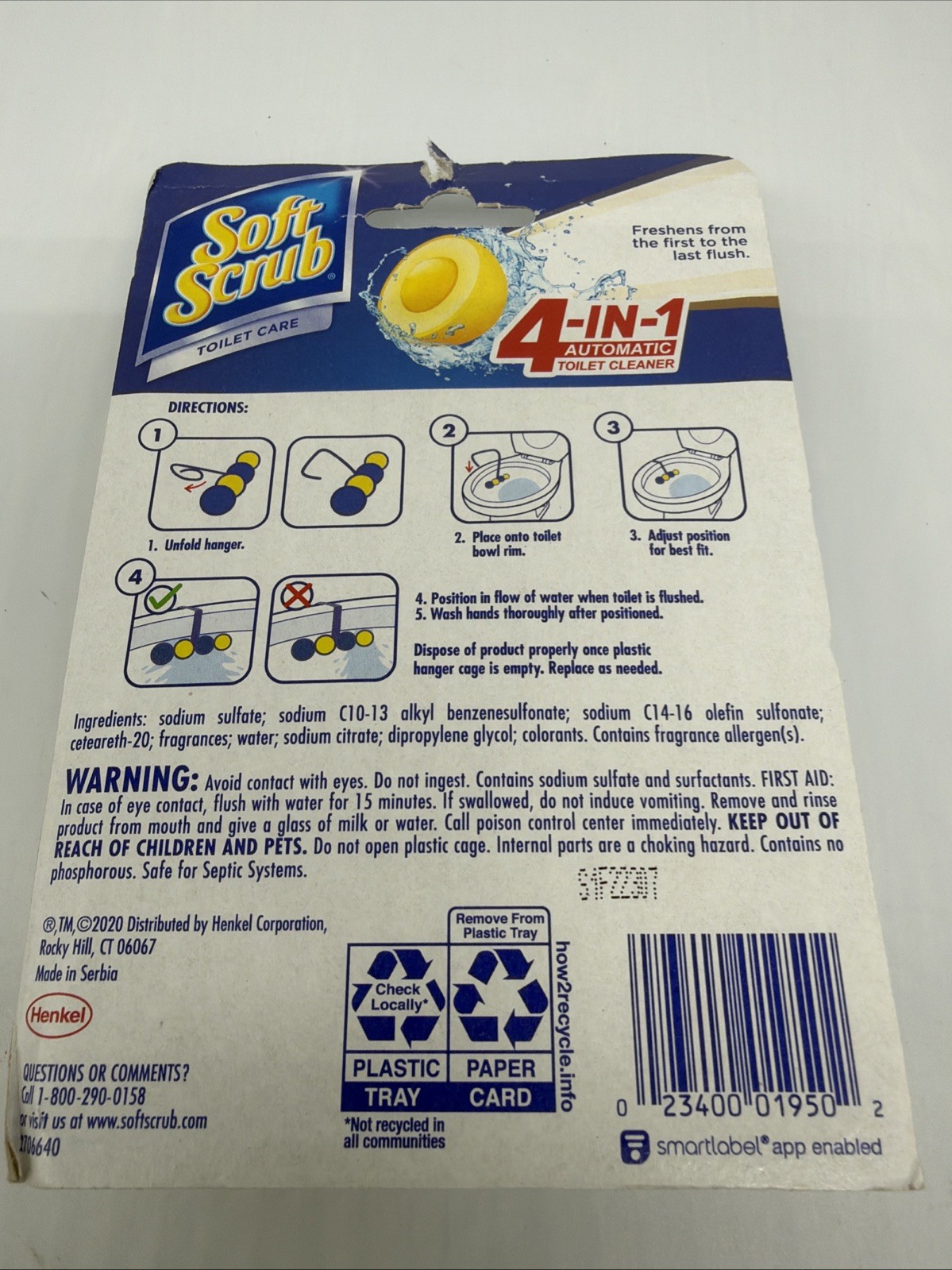 1 Pack Of 2 Soft Scrub 4-in-1 Toilet Cleaner Rim Hangers in LEMON Scent NIP
