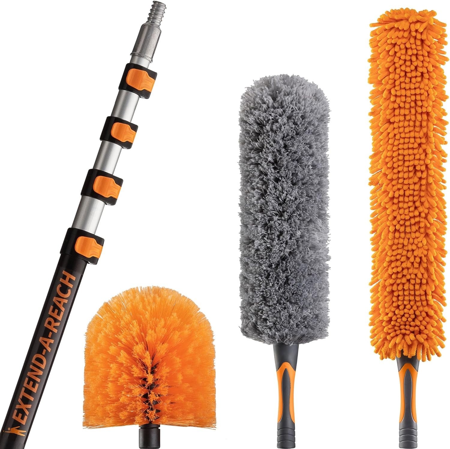 High Reach Duster Kit 4-Piece 24 Foot Reach 18ft Aluminum Pole Cobweb Feather