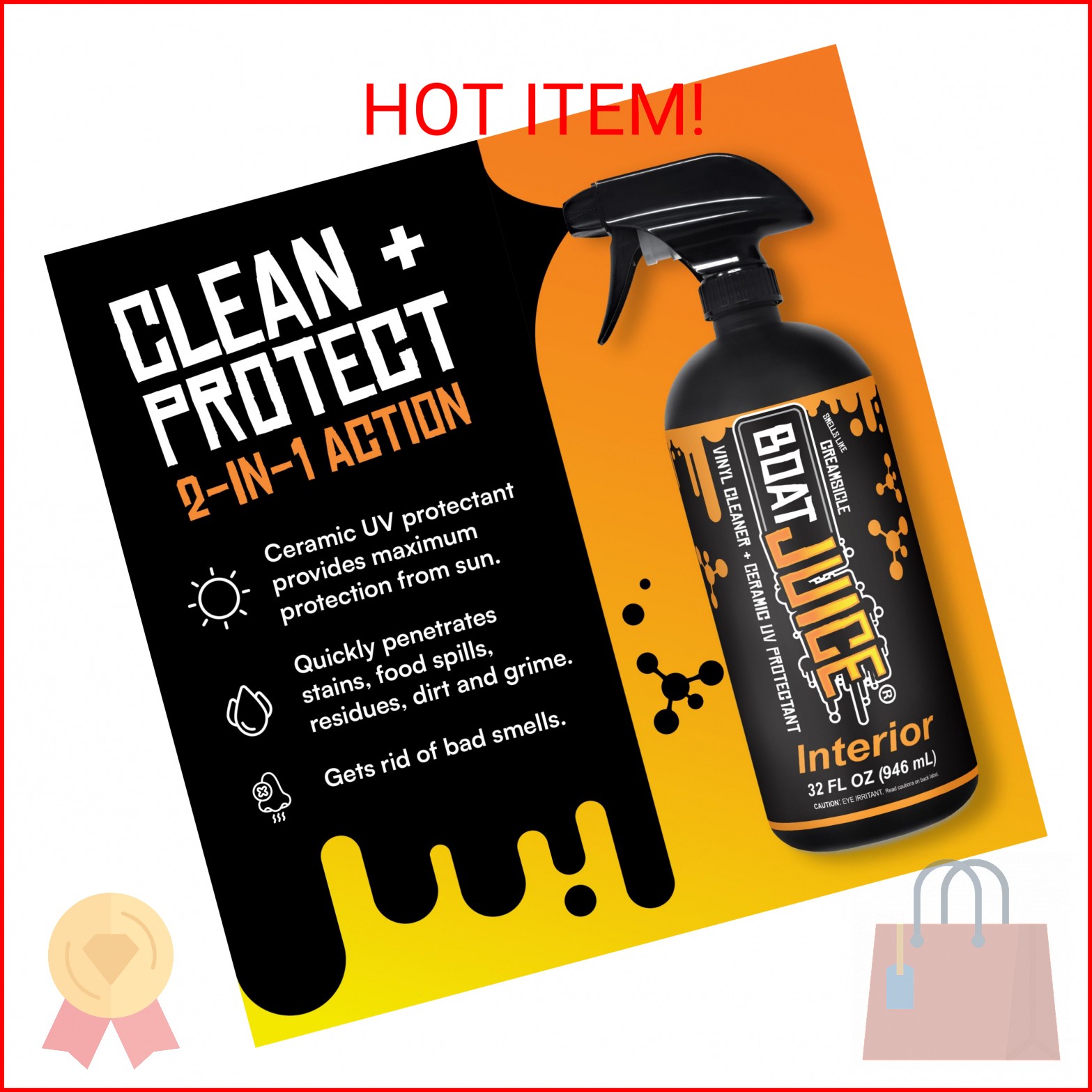 Boat Juice Interior 2-in-1 Vinyl Boat Seat Cleaner & Ceramic UV Protectant Spray