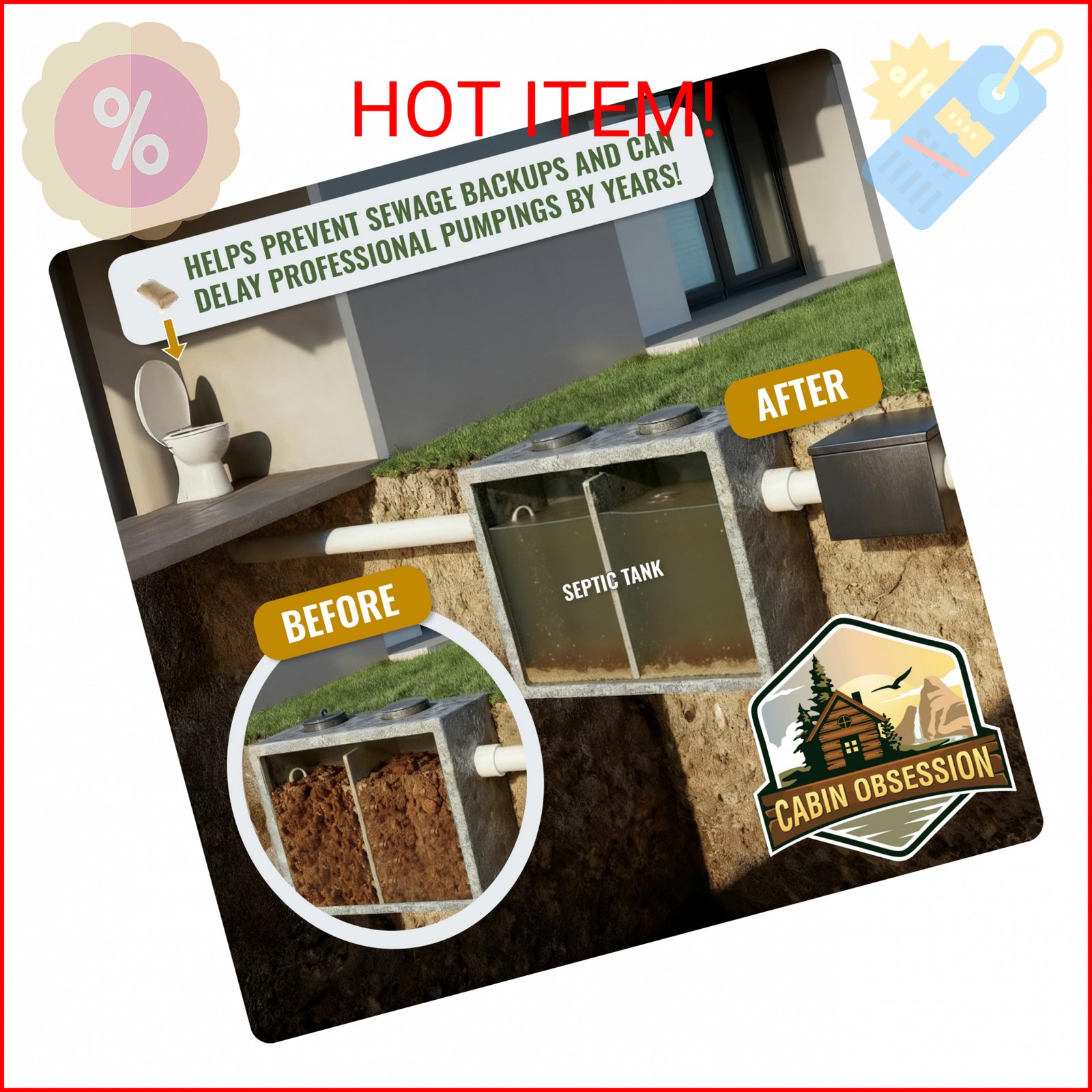 Septic Tank Treatment – 1 Year Supply of Septic Safe Dissolvable Easy Flush Live