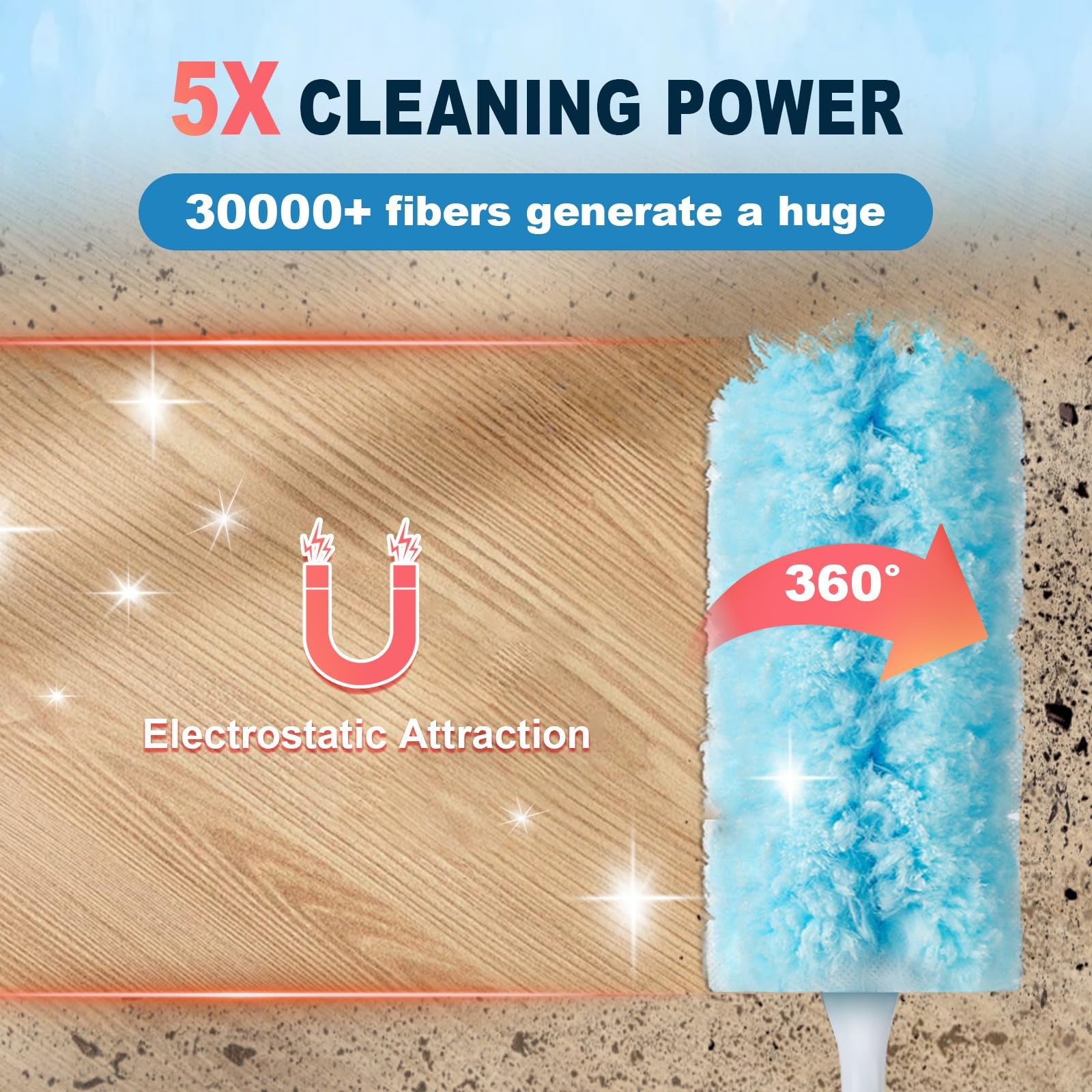 50Pcs Duster Refill Compatible with Swiffer Hand Duster +4FT Extended Handle …