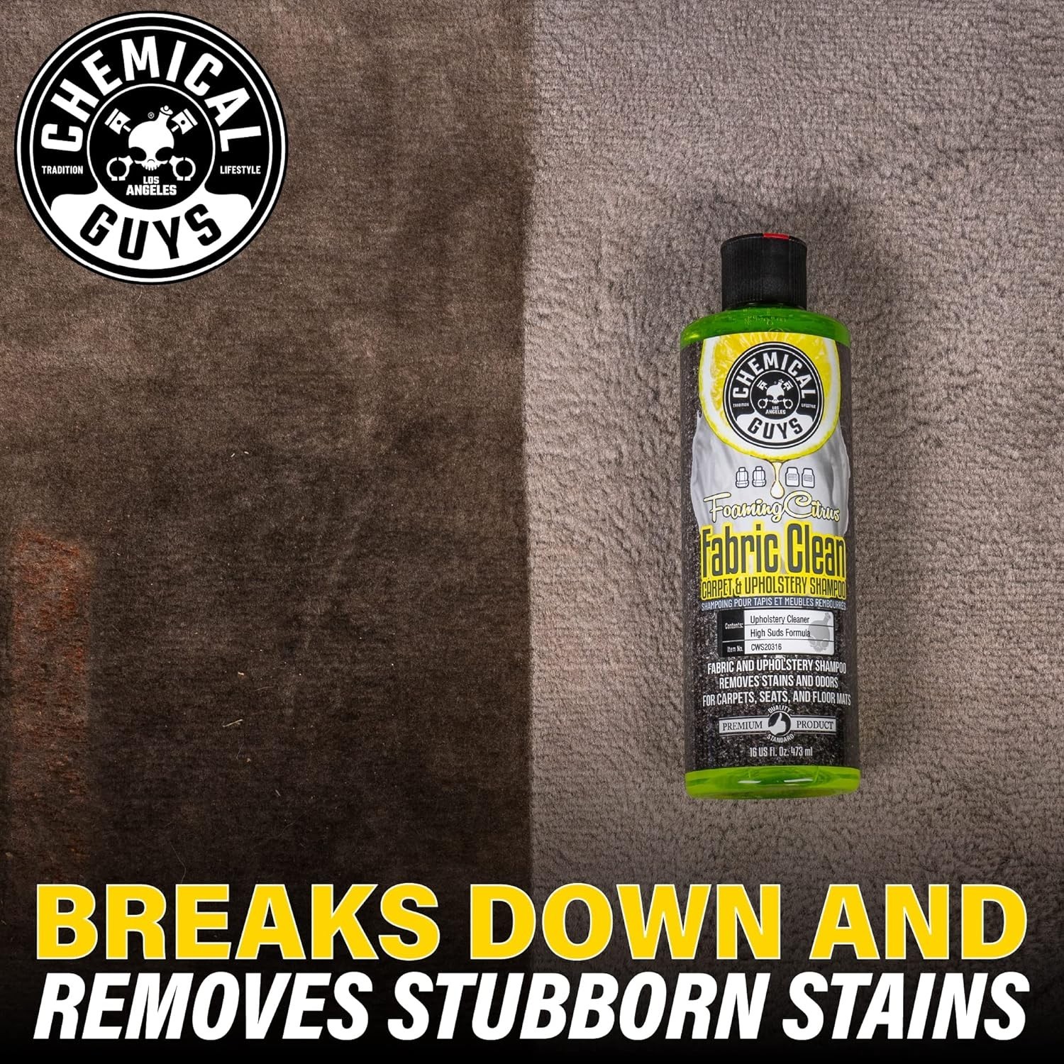 Chemical Guys Foaming Citrus Fabric Clean, Carpet and Upholstery Cleaner – Car C