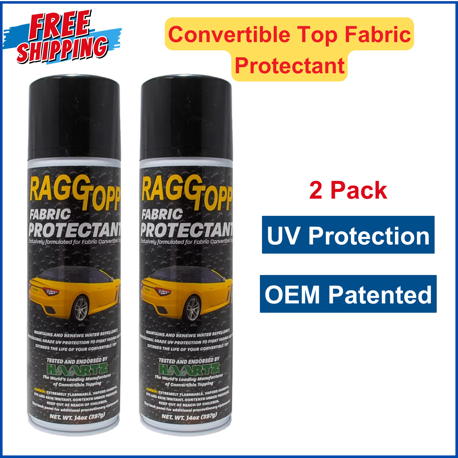 RAGGTOPP Convertible Top Fabric Protectant, UV Water Repellent, 14 Fl Oz, 2 Pack