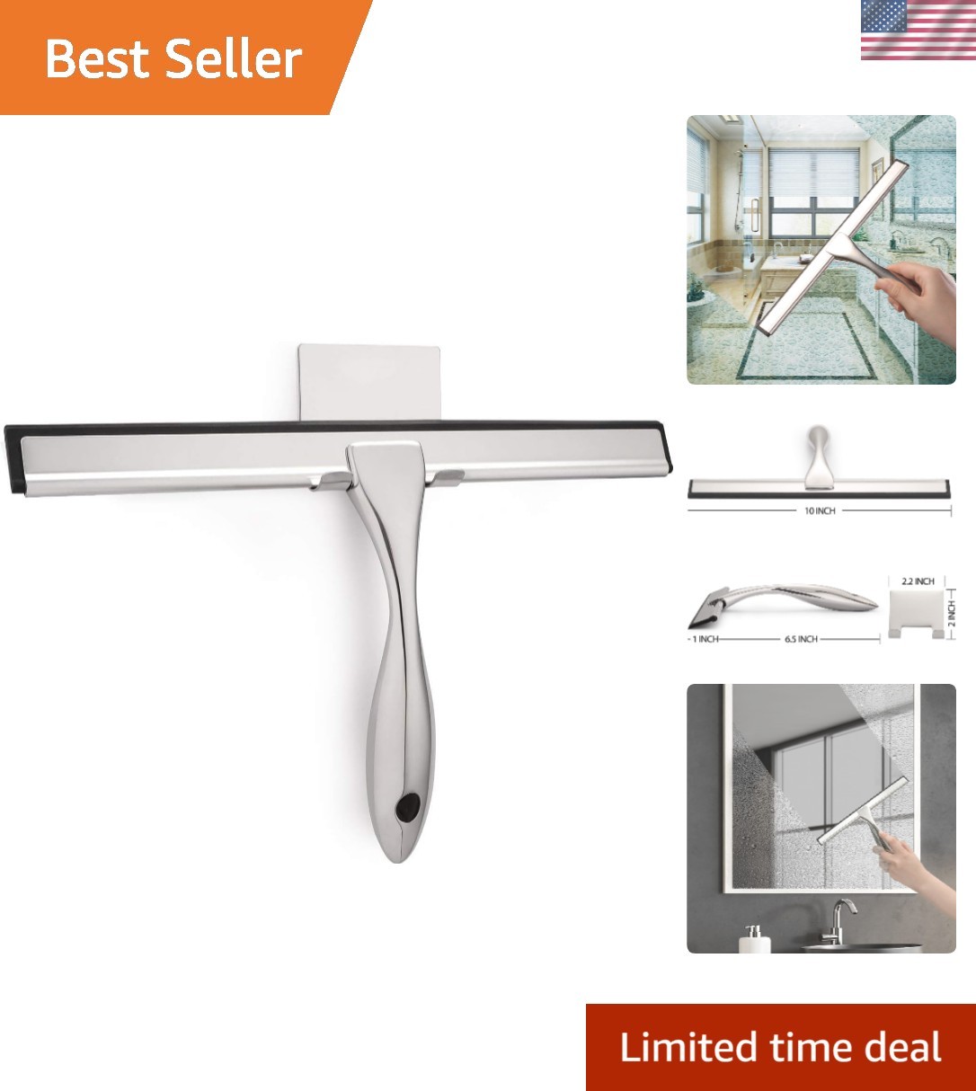 Versatile All-Purpose Squeegee – 10-Inch Silicone Blade for Home & Car Cleaning