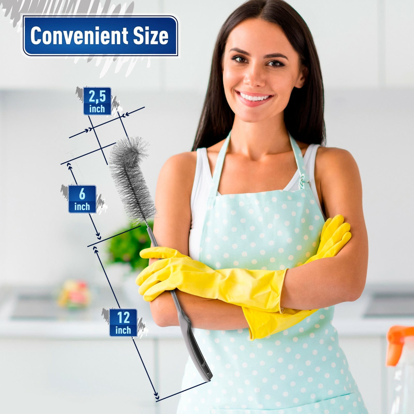 KONEX 17″ Long Bottle Cleaning Brush For Bottles, Wine glasses, Travel Mugs
