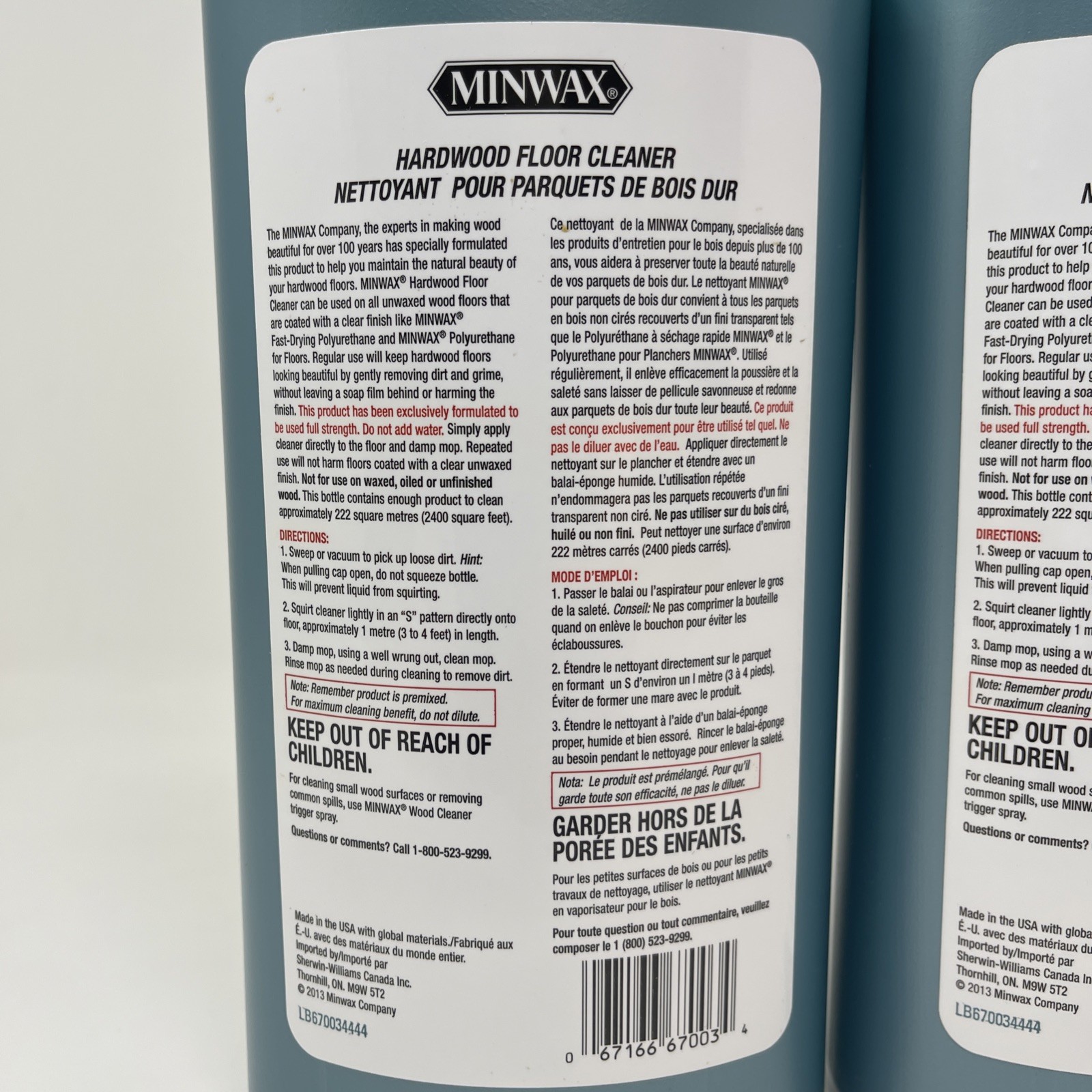 Minwax Hardwood Floor Cleaner No Scent 32 oz. 67003444 Case Pack 4 SHIPS FAST