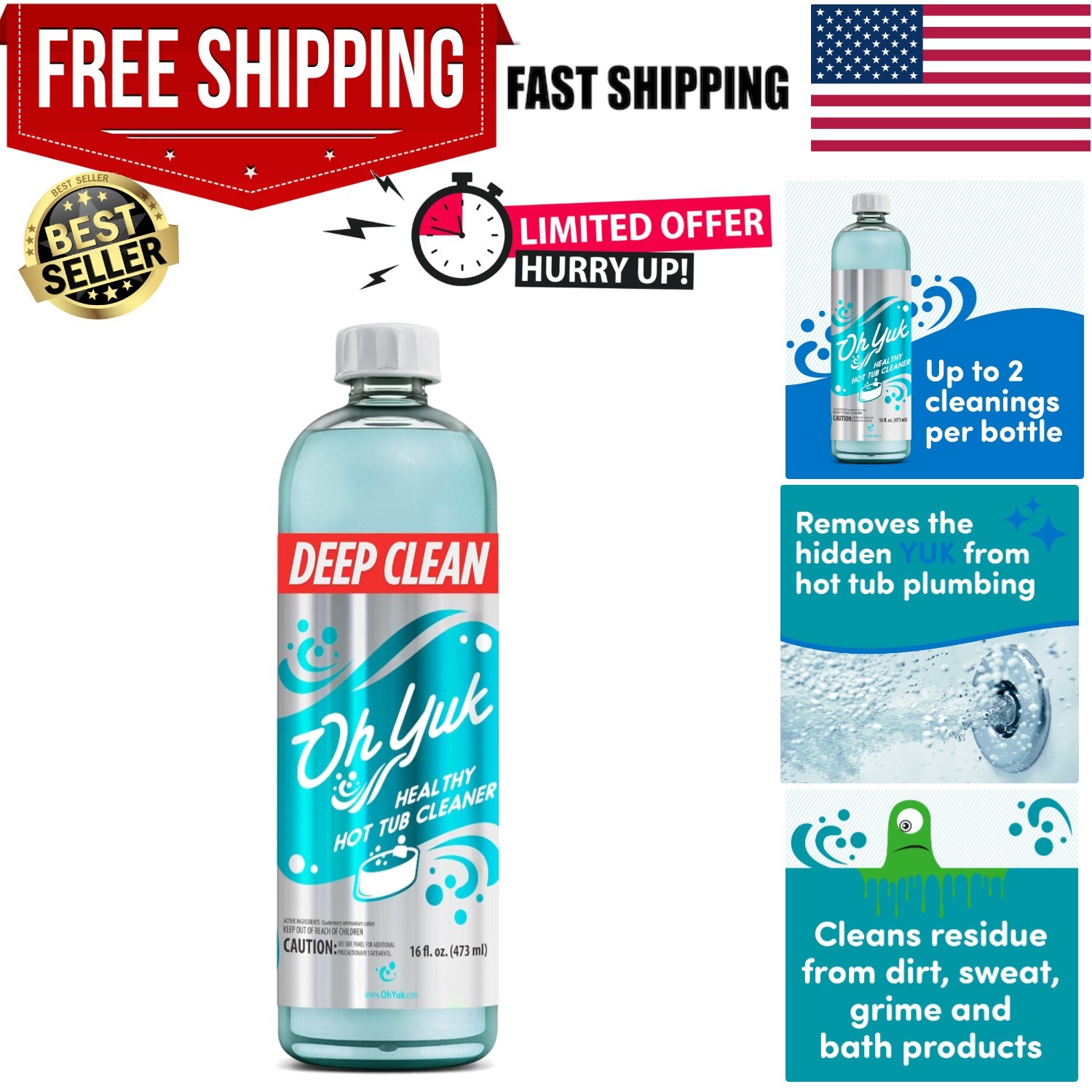 16 Oz Hot Tub Cleaner – Restores Clarity & Improves Filtration for Safer Spas