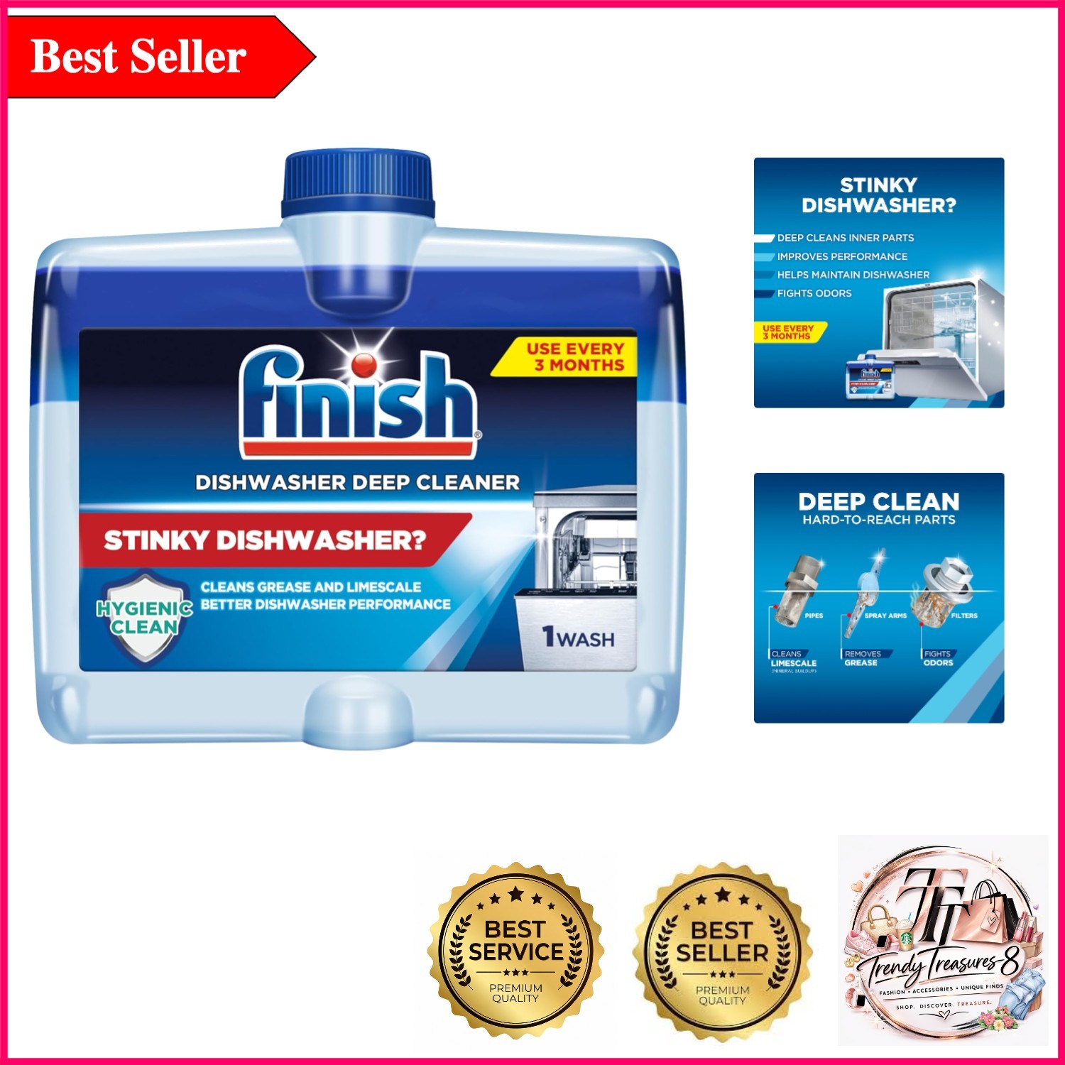 Deep Clean Dishwasher Liquid – Removes Grease & Limescale, Fights Odors, 3- S…