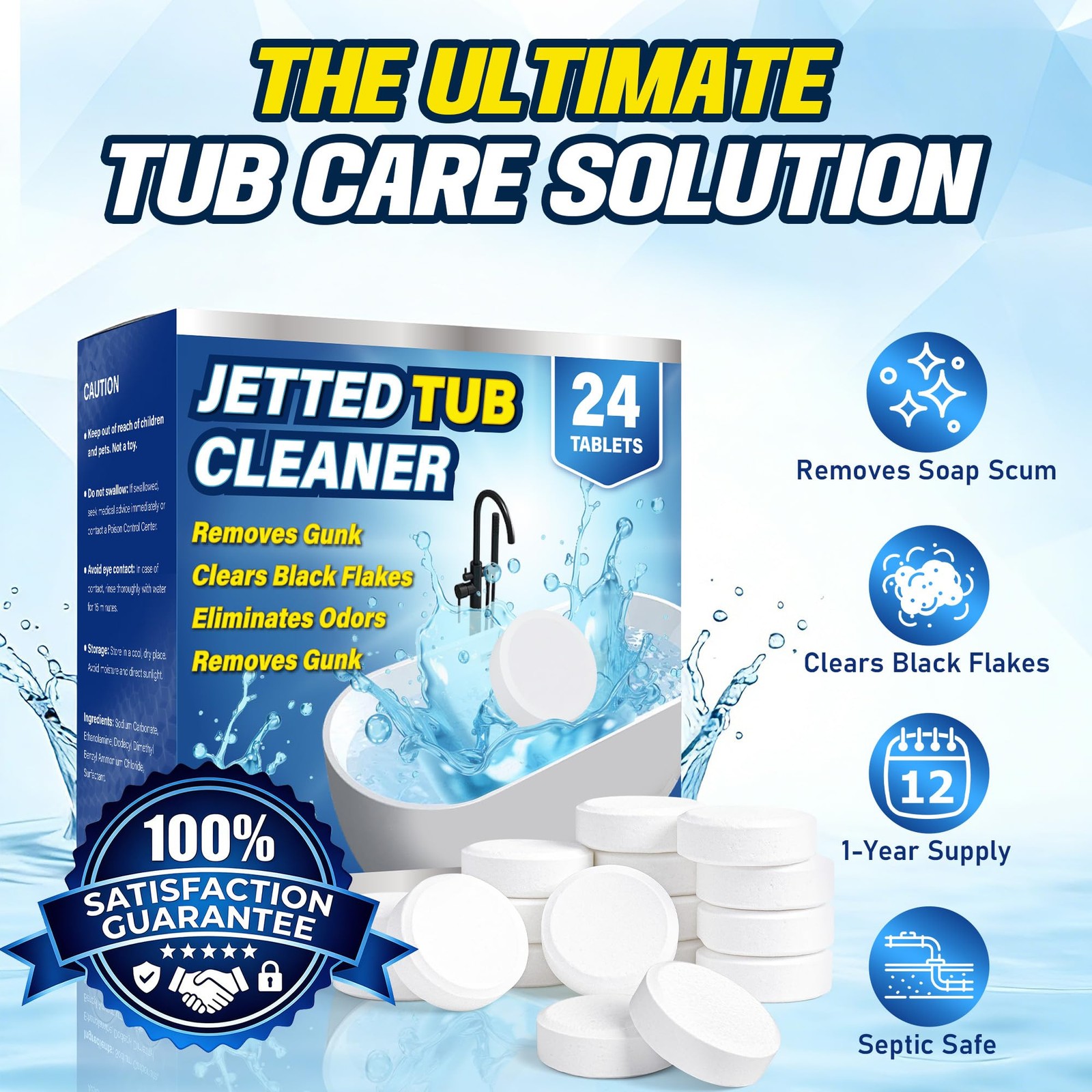 Jetted Tub Cleaner (24 Count) – Effective Whirlpool & Hot Tub System Flush – …