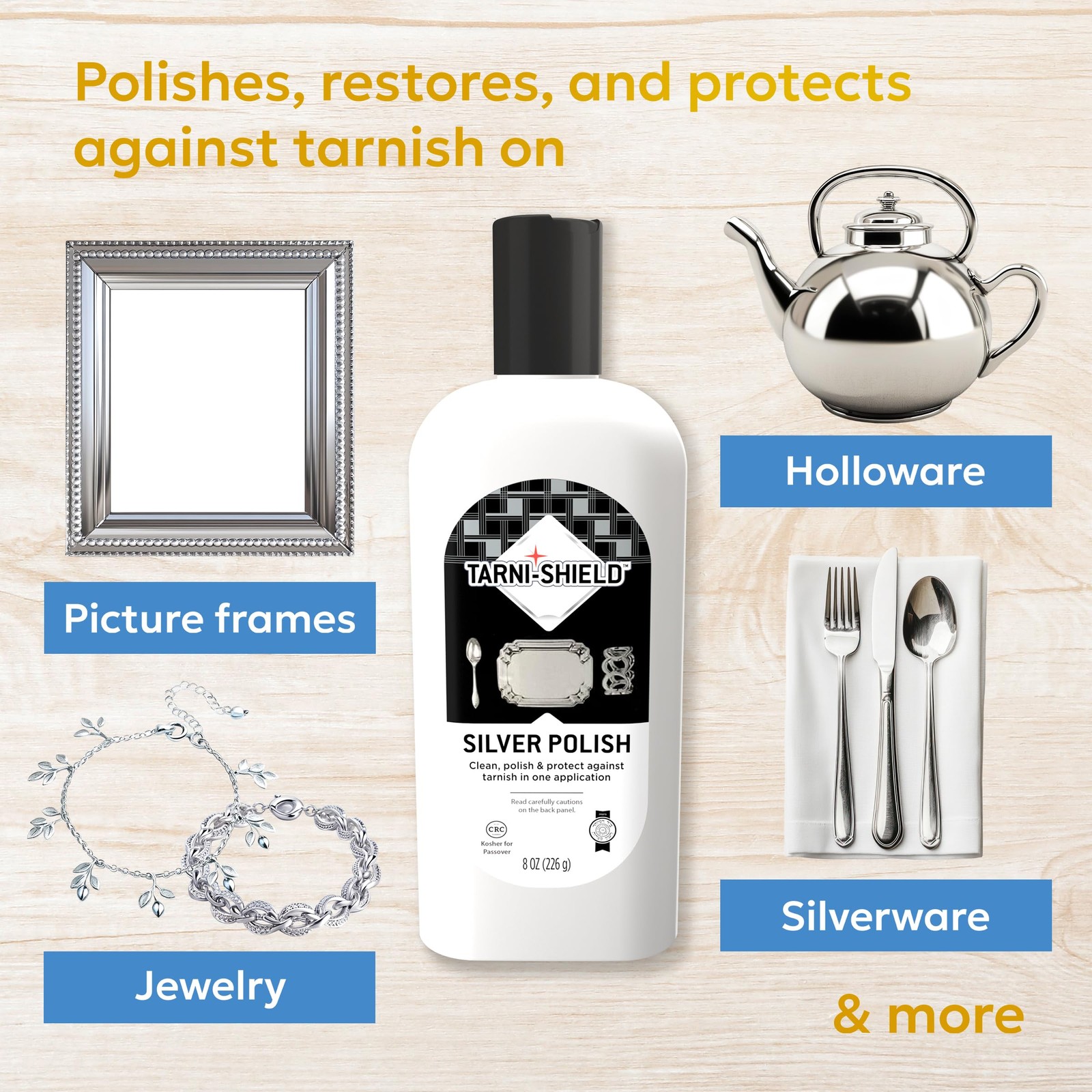 Tarni-Sheild Silver Polish – Clean, Polish, and Protect Against Tarnish – 8 O…