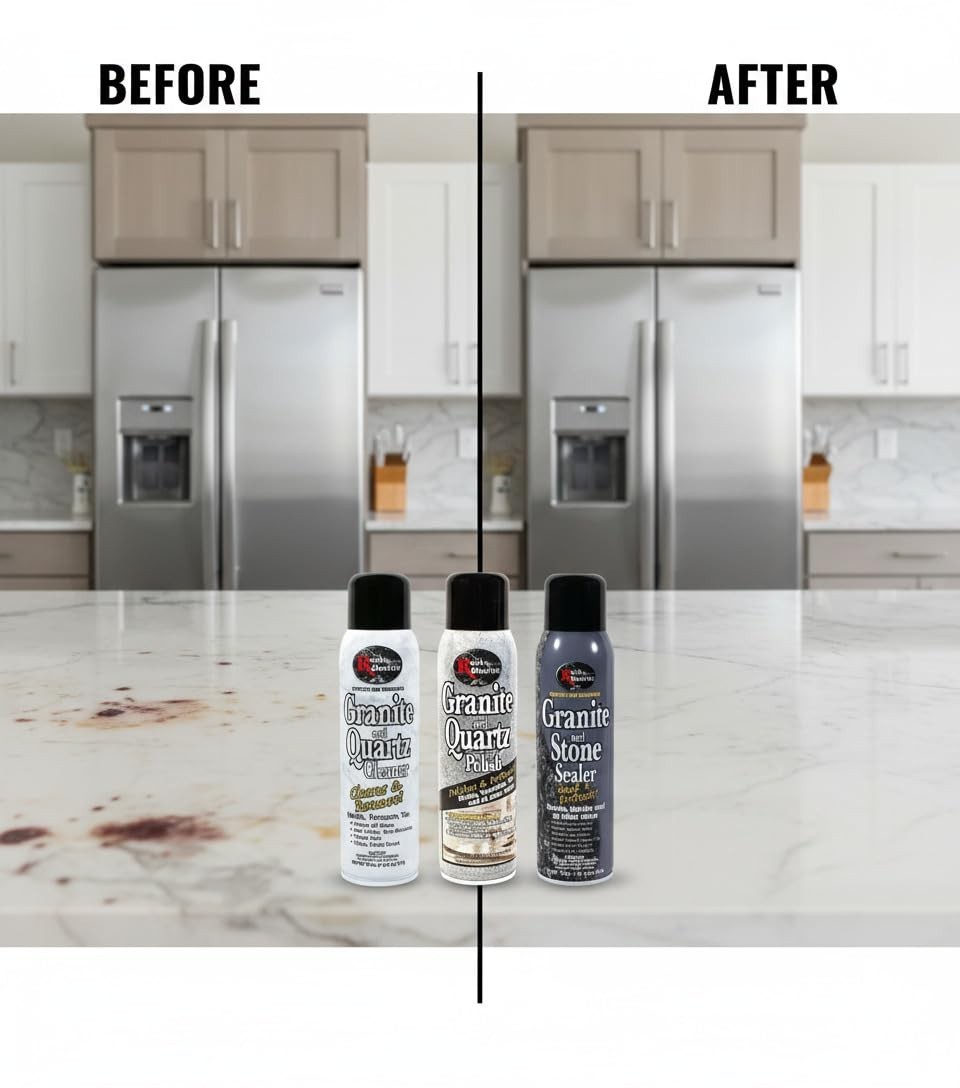 Granite & Quartz Care Kit – 3 Piece Stone Maintenance Combo for Marble, Tile, Tr