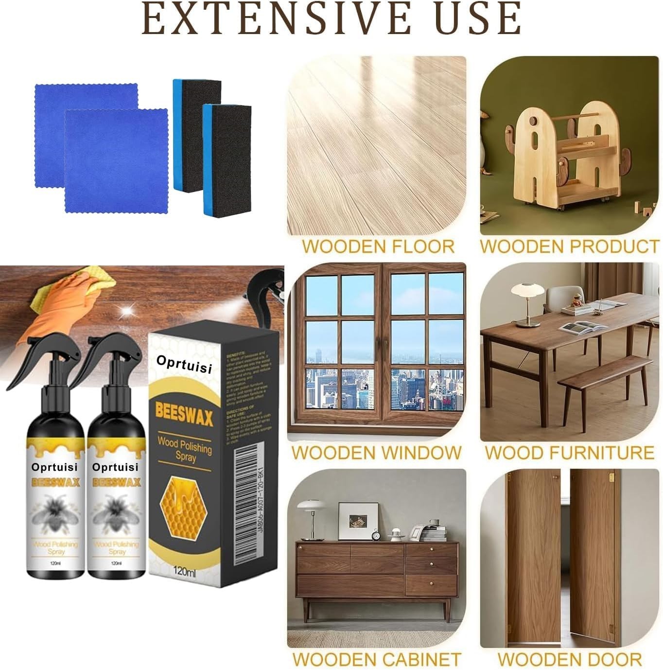 2-Pack Natural Beeswax Wood Polish Spray – Enhance & Protect Furniture Naturally