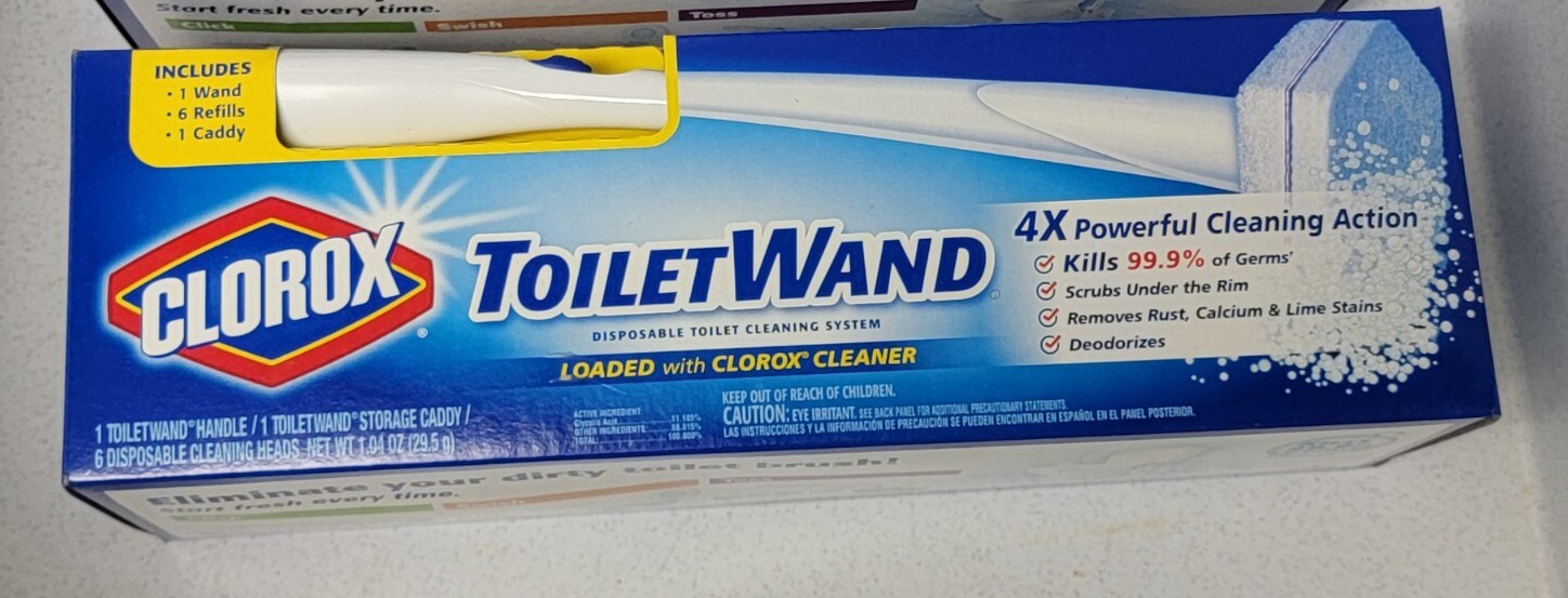 2 sets Toilet Wand Starter Kit, 6 Disposable Heads, 1 caddy 1 wand in each set