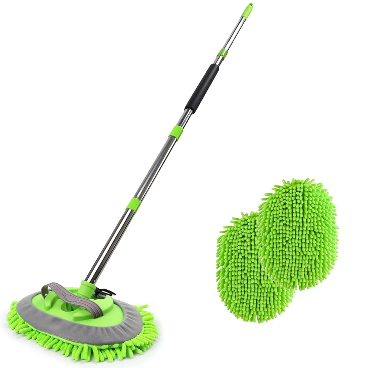 3Pcs 62” Microfiber Car Wash Brush Mop Kit Sponge with Long Handle, Chenille…