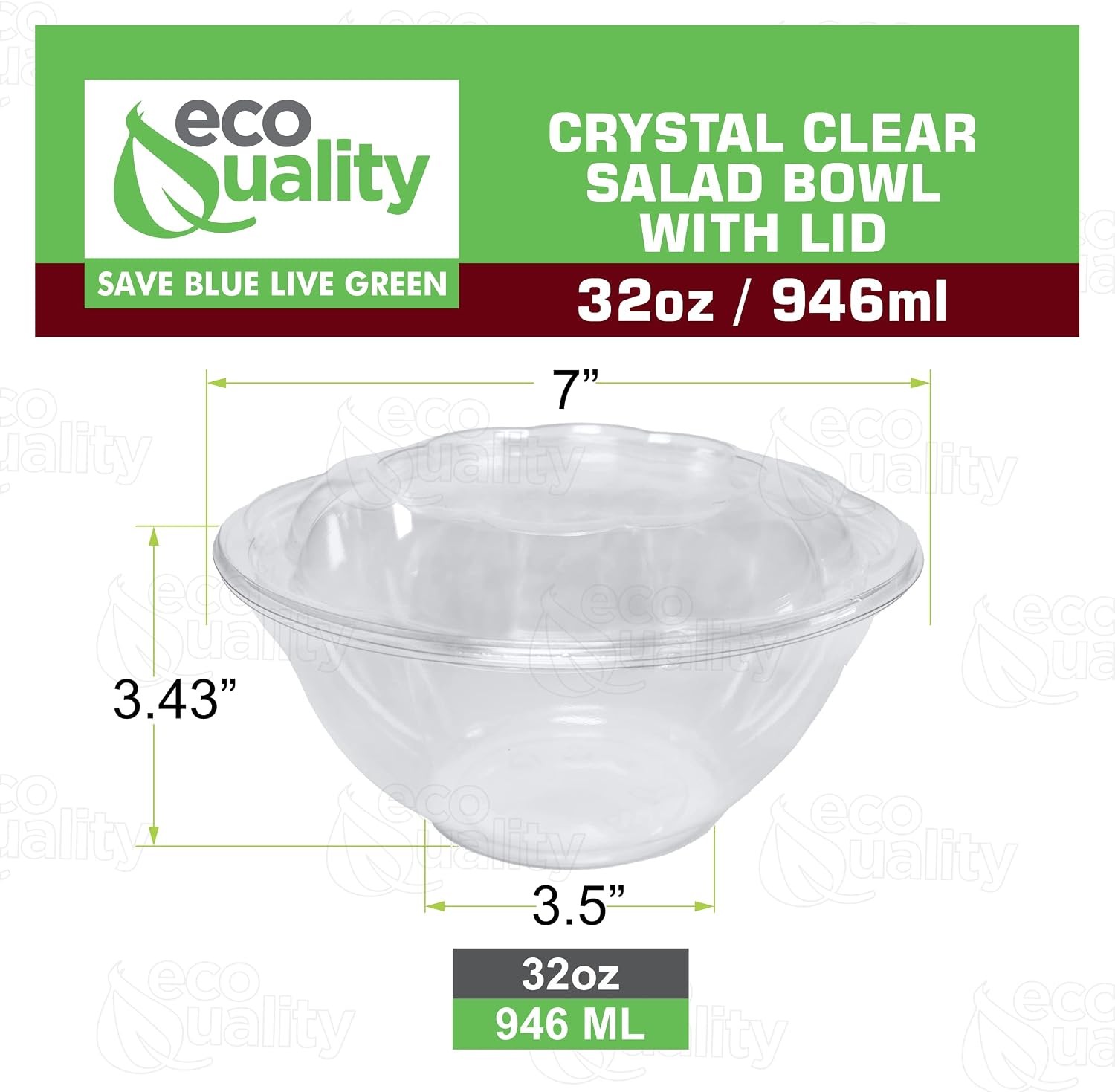 32oz Salad Bowls To-Go with Lids (150 Count) – Clear Plastic Disposable Salad