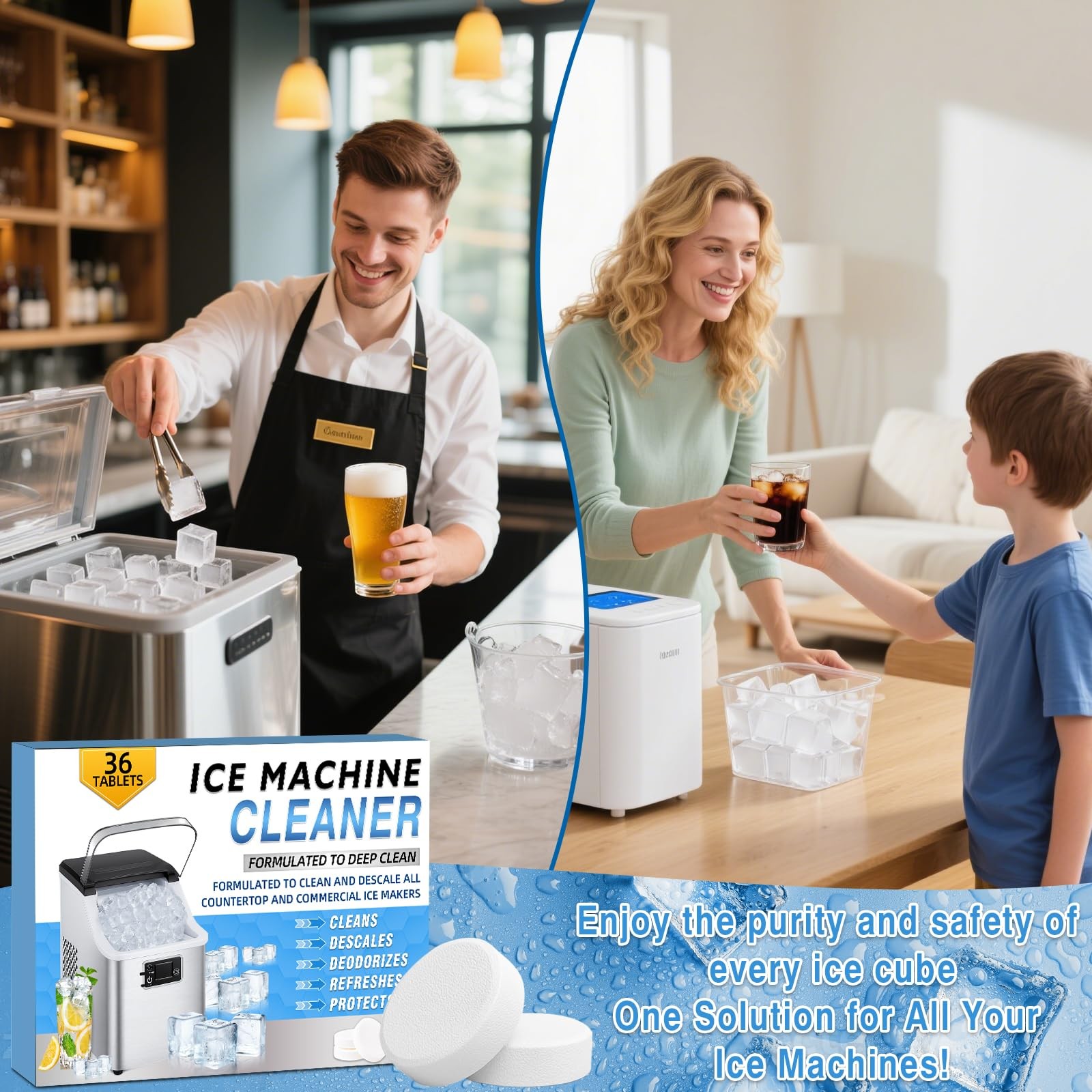 Ice Machine Cleaner Tablets Descaler (36 Pack) – Portable Ice Maker Cleaner, …