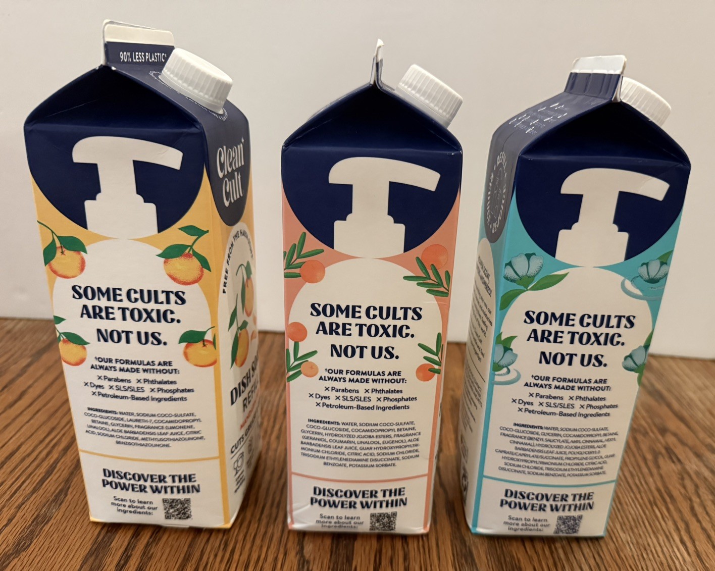 Clean Cult 1-Dish Soap Refill & 2-Hand Soap Refills~32FL OZ Recyclable Paper Box