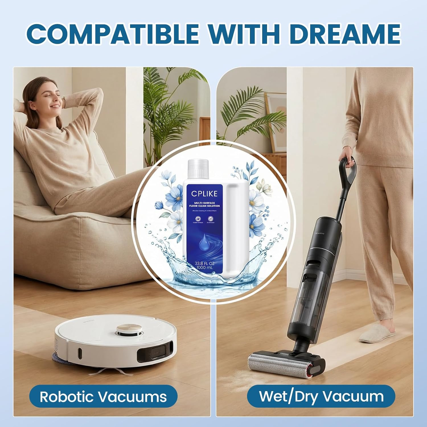 Floor Cleaning Solution Compatible with Dreame Cleaning Solution, Multi-Surface