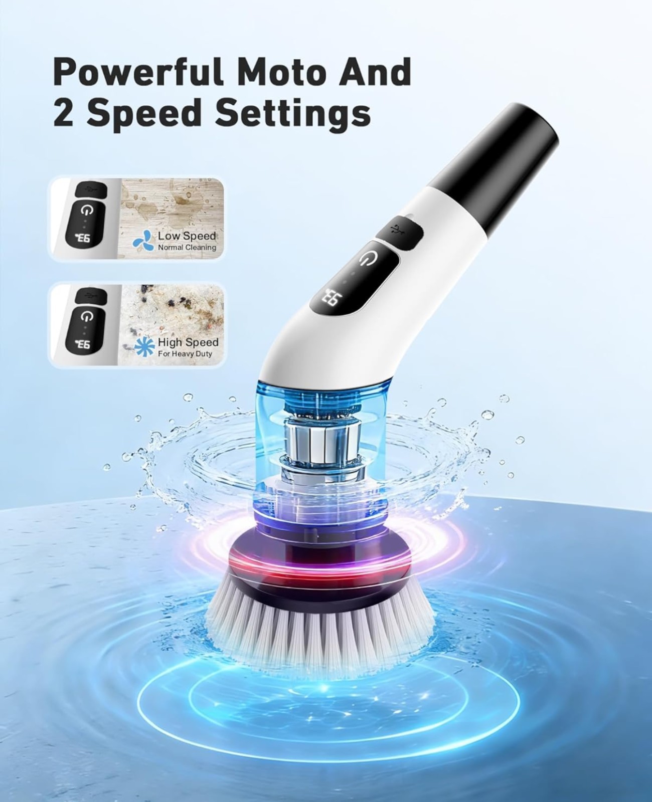 Electric Spin Scrubber-Cordless Power Scrubber with 8 Brush Heads, 3 Speeds &…