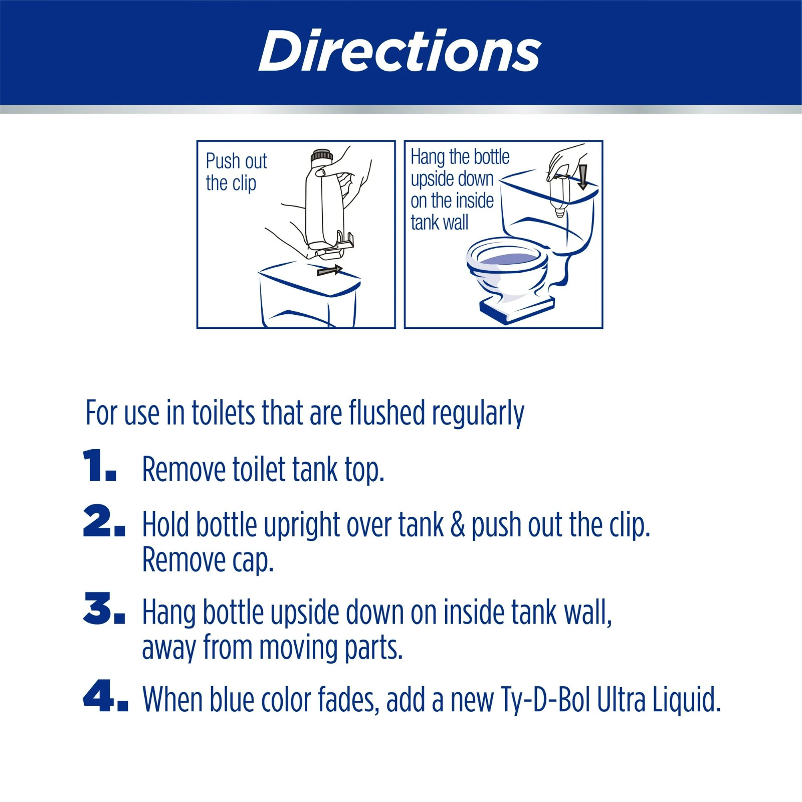 NEW 6 pack TY-D-BOL BLUE ULTRA BOOSTER IN TANK LIQUID TOILET BOWL 2X CLEANER