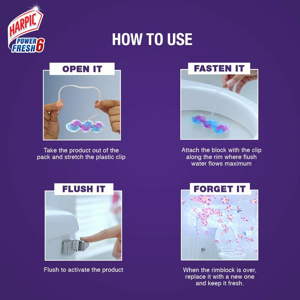 RSINC Power Fresh 6 Toilet Rim Block, Lavender – 39 g