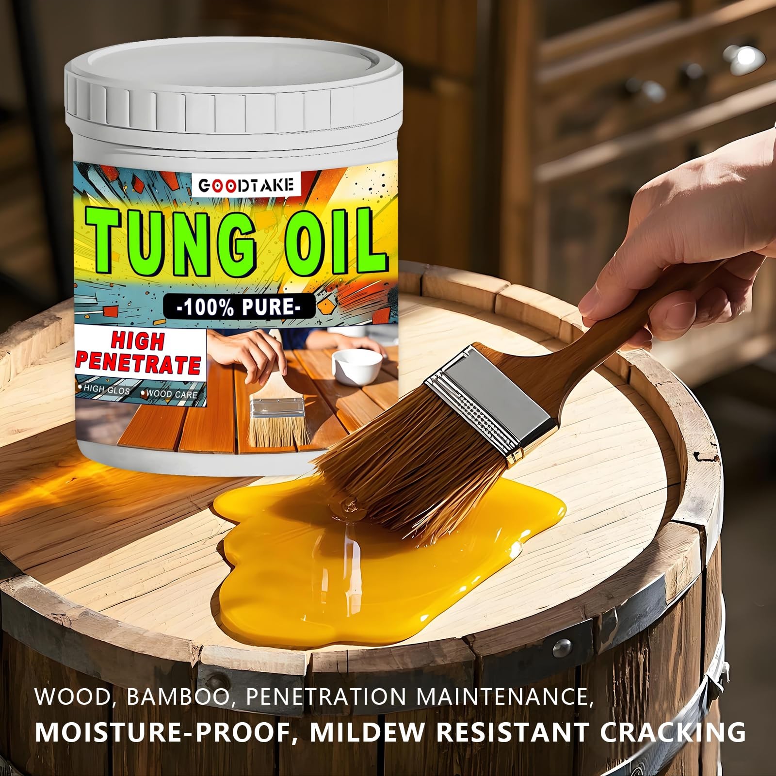 Pure Tung Oil, Premium Tung Oil Finish with Brush, Pure Tung Oil Wood Sealer …