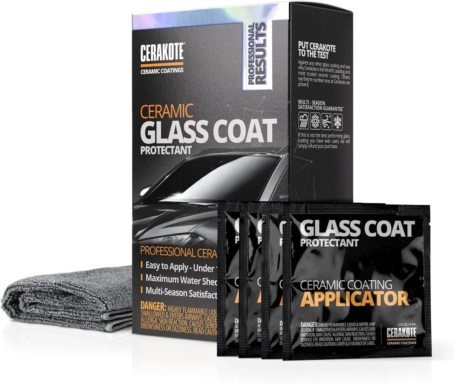Cerakote Ceramic Glass Coat Protectant Kit, Rain Repellent Hydrophobic Windshiel