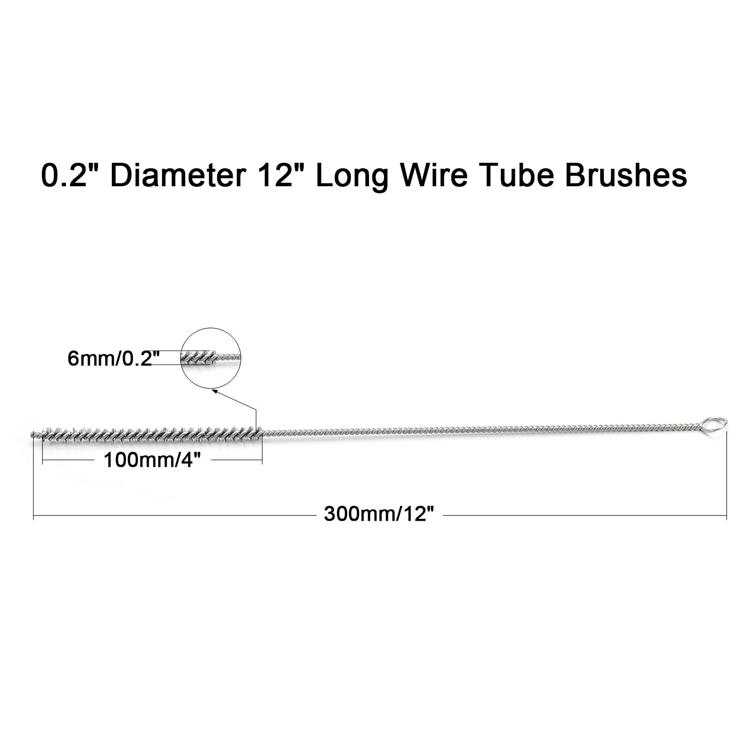 Utoolmart Steel Wire Tube Brush 12″ x 1/4″ Spiral Long Handle Cleaning Brush …