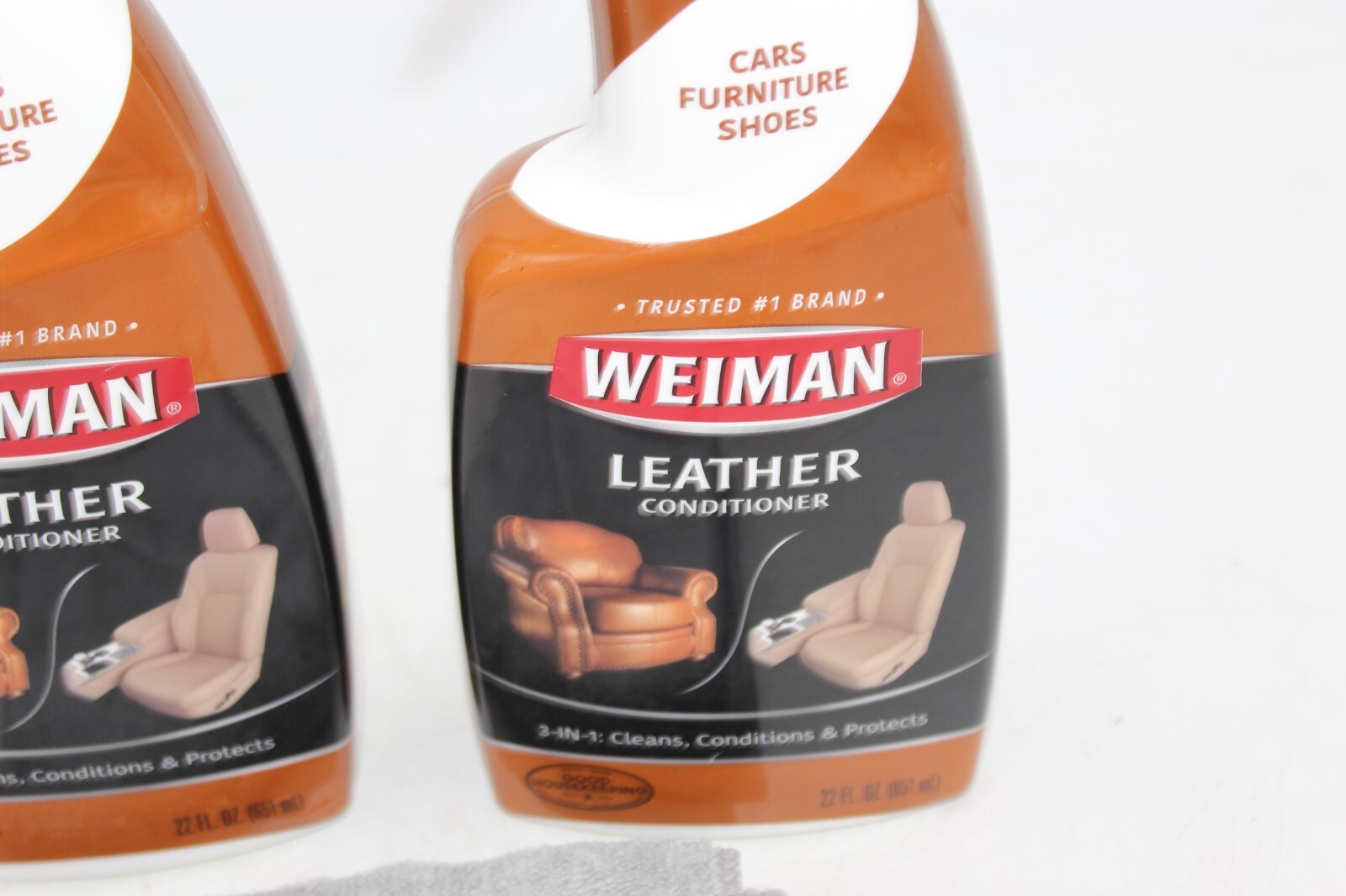 Lot of 2 Weiman Leather Conditioner Protect Restore Car Auto Seat Shoe Sofa 22oz