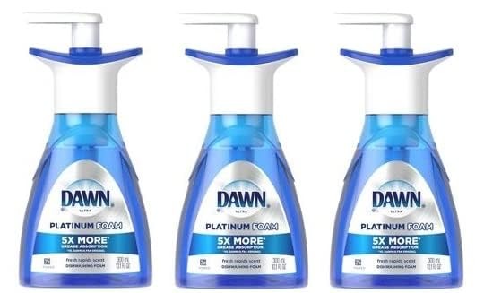 3 Pk. Dawn Ultra Platinum Foam Dishwashing Fresh Rapids Scent 10.1 fl oz 190 …