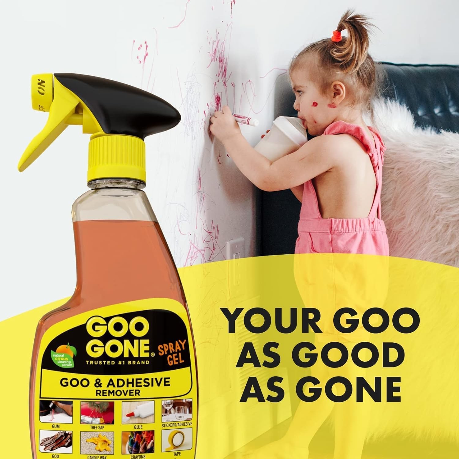 Spray Adhesive Remover Gel 12 Oz W/ Scraper Removes Glue Stickers Tape Residue
