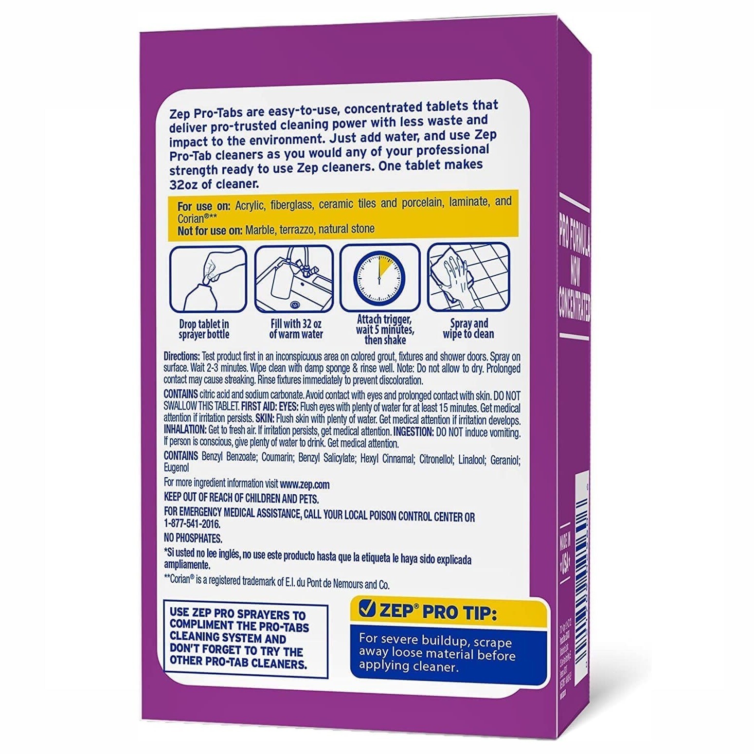 Zep Pro Tabs Bathroom Cleaner Dissolvable Tablets 4 Pack (16 total tablets)