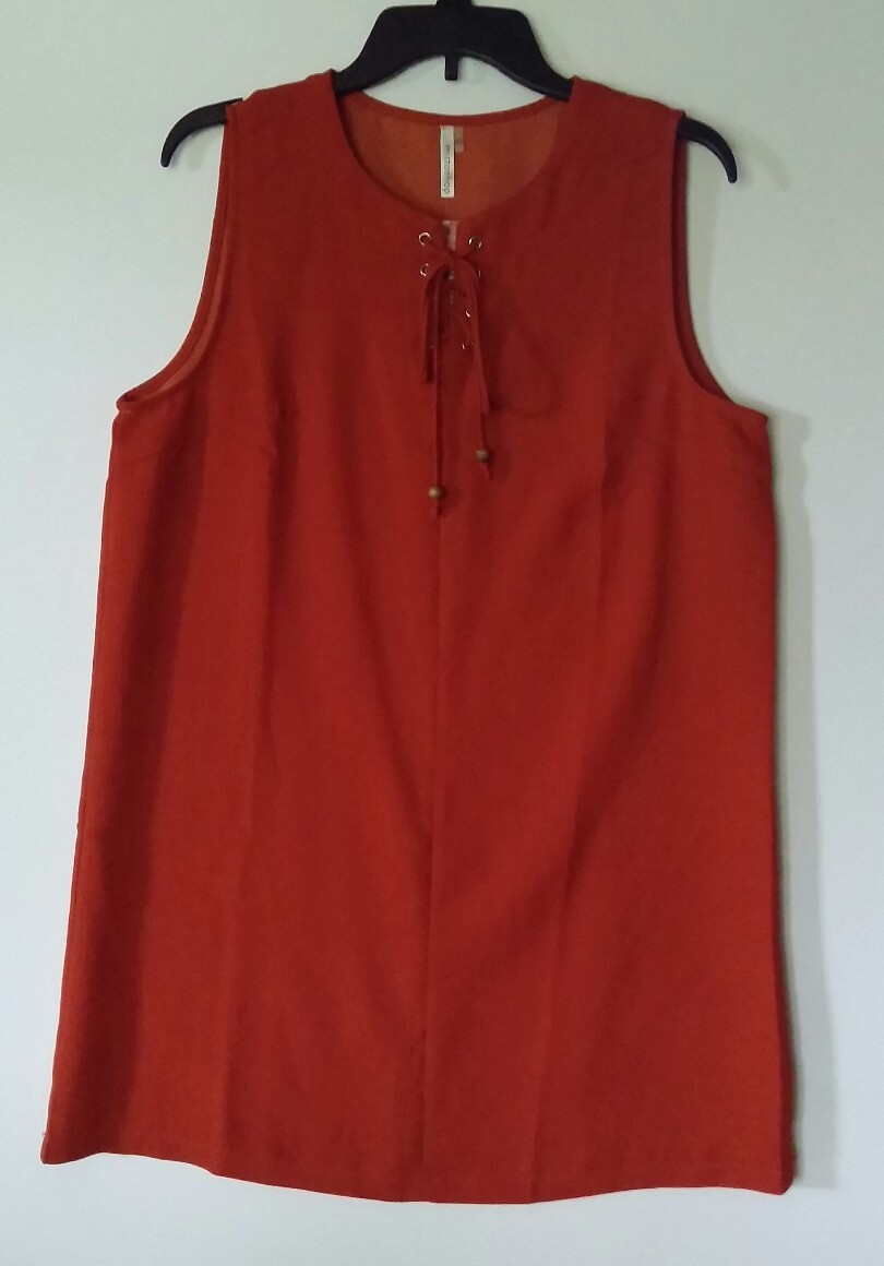 MITTOSHOP CASUAL DRESS 40520 RUST SIZE LARGE NWT POLYESTER WASH COLD LINE DRY DR