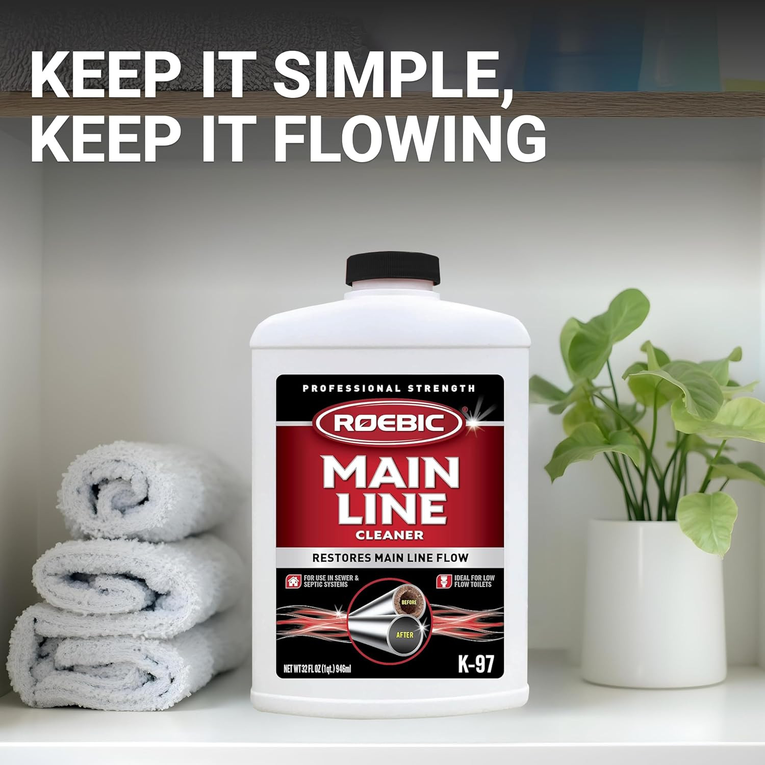 K-97 Liquid Main Line Cleaner with Bacteria Enzymes, Eliminates Organic
