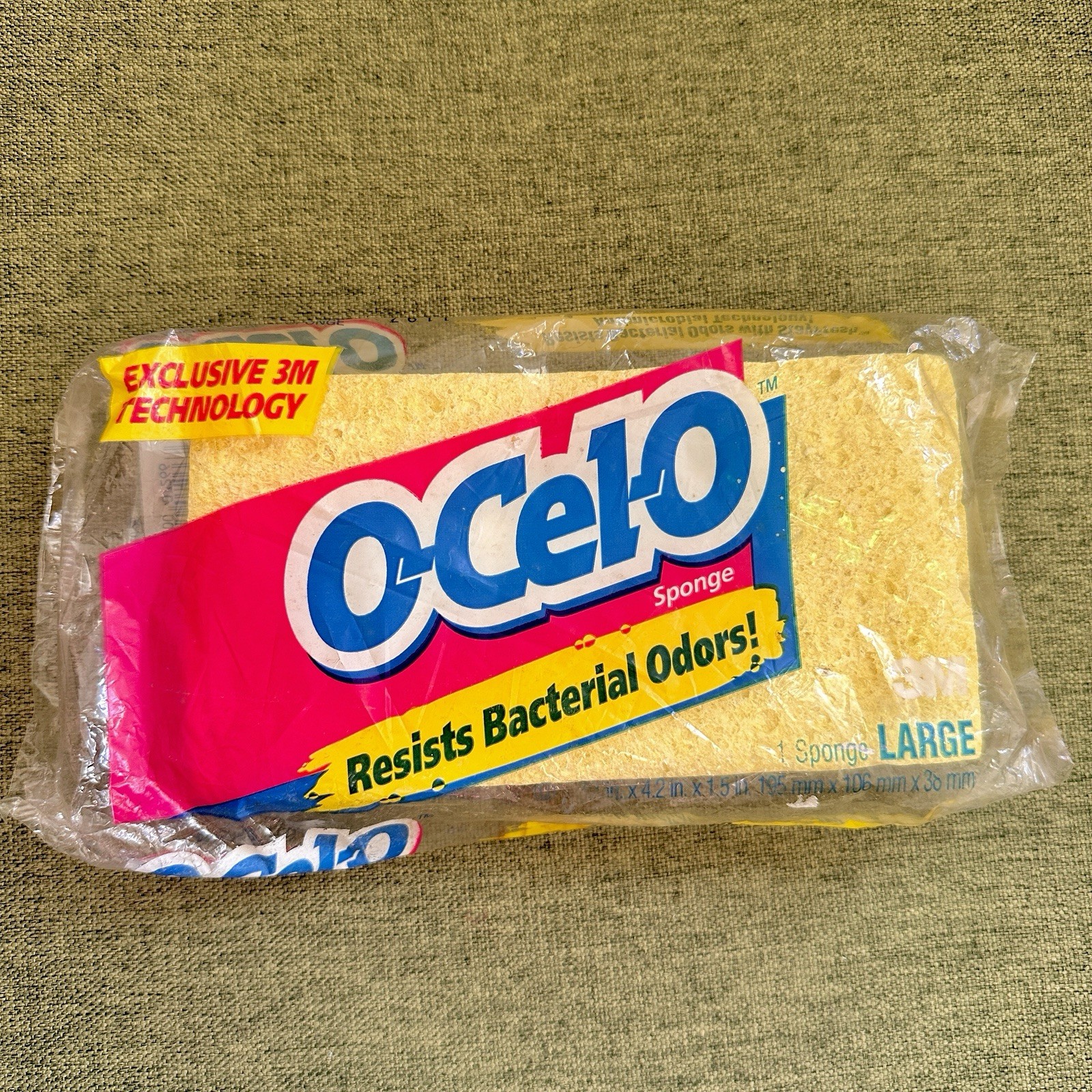 Vintage 3M Ocelo Cellulose Sponge Yellow Large 7.5” X 4.2” Resists Odors 2000
