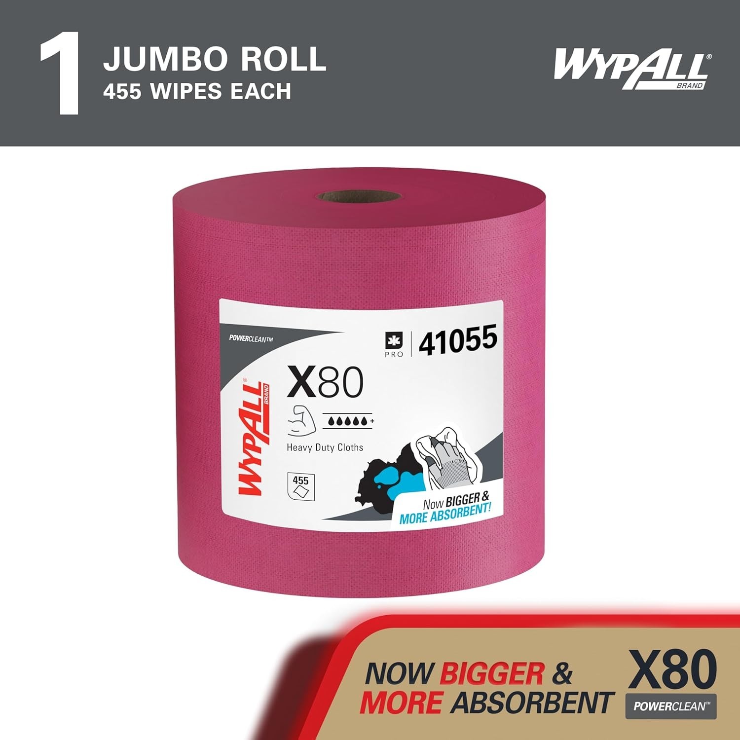 High Absorbent Cleaning Cloths 455 Sheets, Red Jumbo Roll