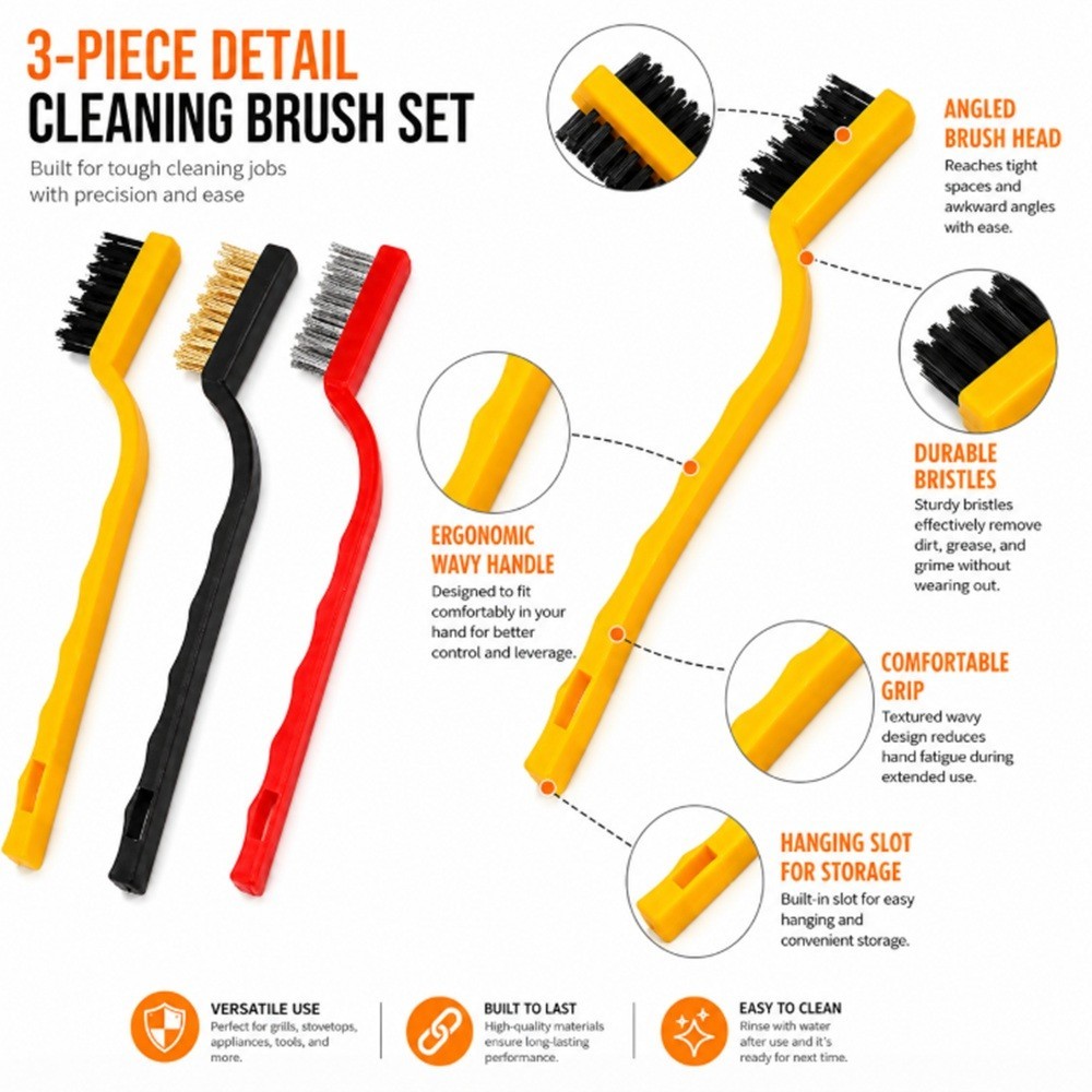3 Gas Stove Cleaning Brush– Kitchen Scrub Wire Scrubber for Tough Grease Removal