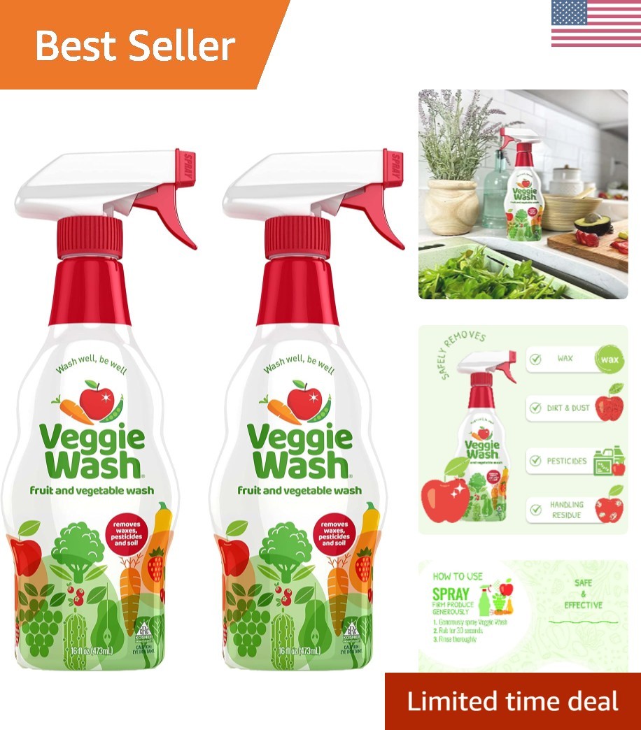 Fruit & Vegetable Wash, Produce Wash and Cleaner, 16-Fluid Ounce, Pack of 2, …