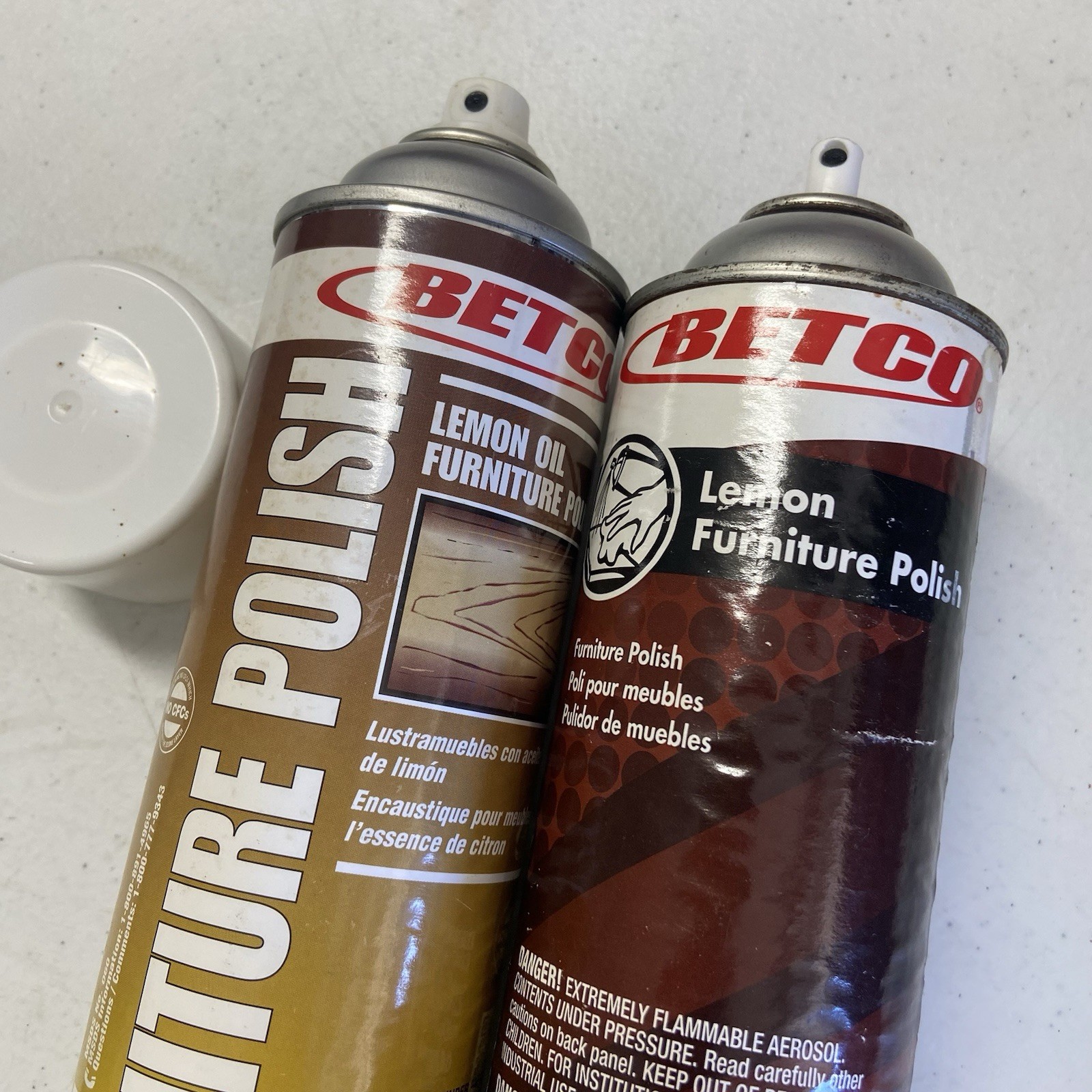 2 Betco Lemon Furniture Polish, Lemon Scent, 19 oz & 17 Aerosol Can 2009/ 2015
