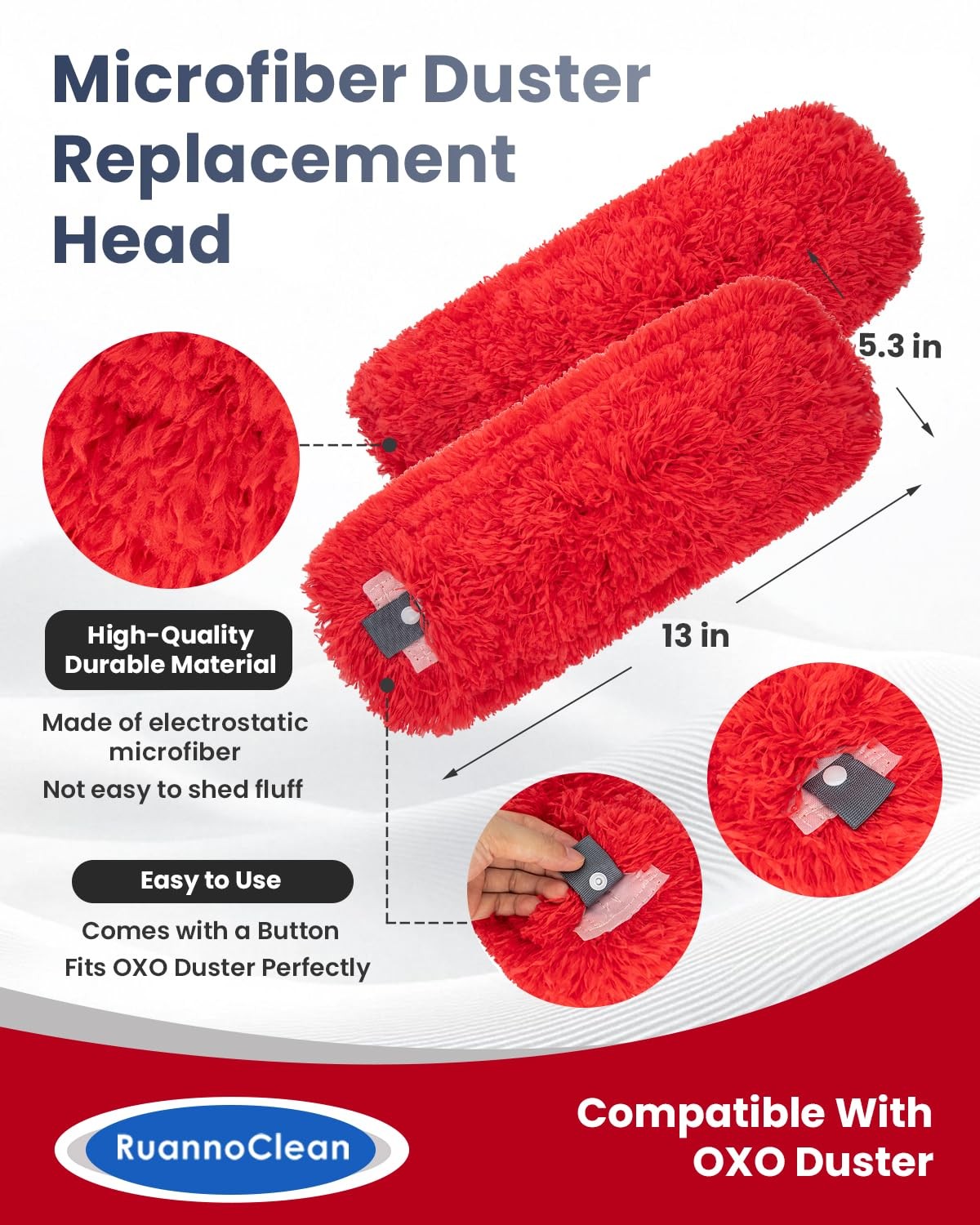 Microfiber Duster Refills Compatible with OXO Good Grips Hand Duster, Reusabl…