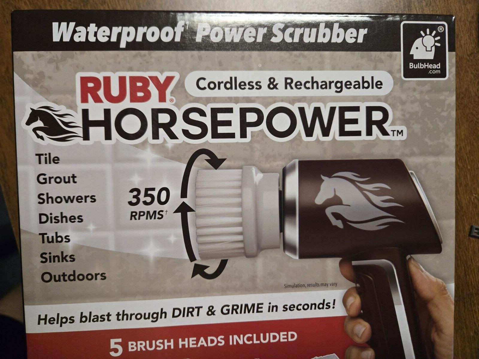 Ruby Horsepower Handheld Cordless Rechargeable Spinning Power Scrubber