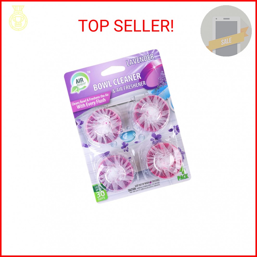 Air Fusion Toilet Bowl Cleaner Tablets 4 Pack Lavander Scent, Slow Releasing Toi