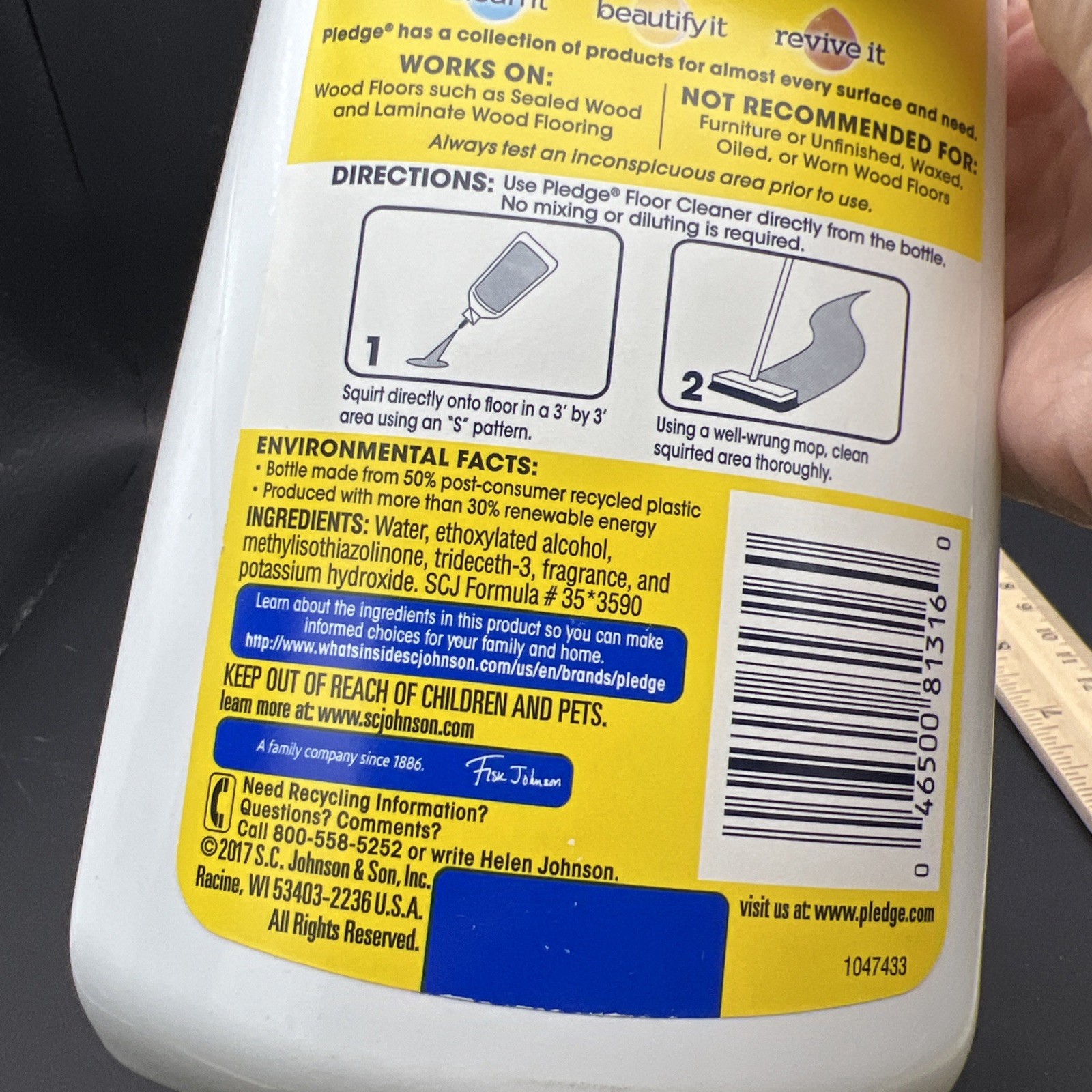 1 Pledge Clean It Gentle Wood Floor Cleaner Lemon Scent 27 Fl oz Discontinued