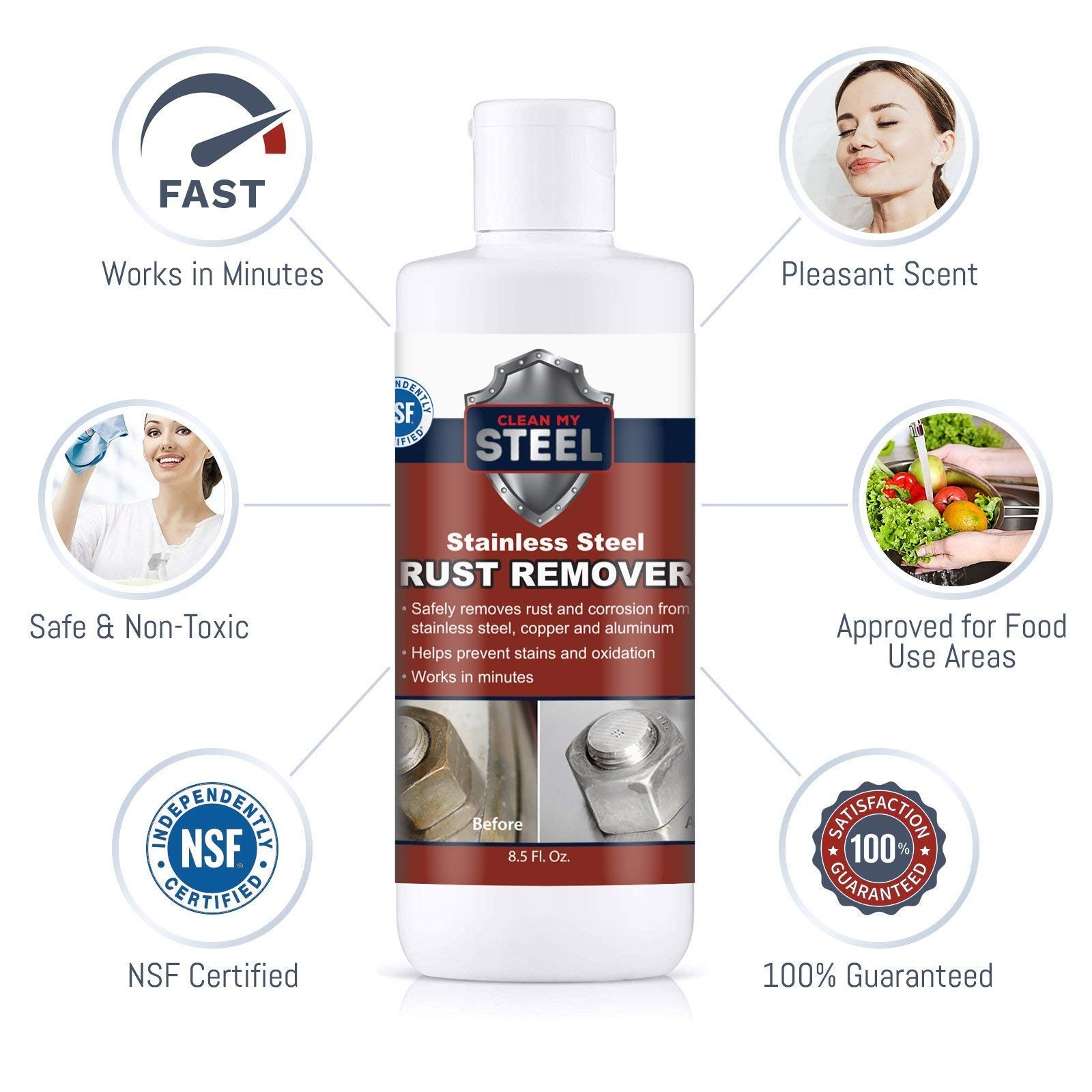 CLEAN MY STEEL Stainless Steel Rust Remover Kit 8.5 Fl Oz