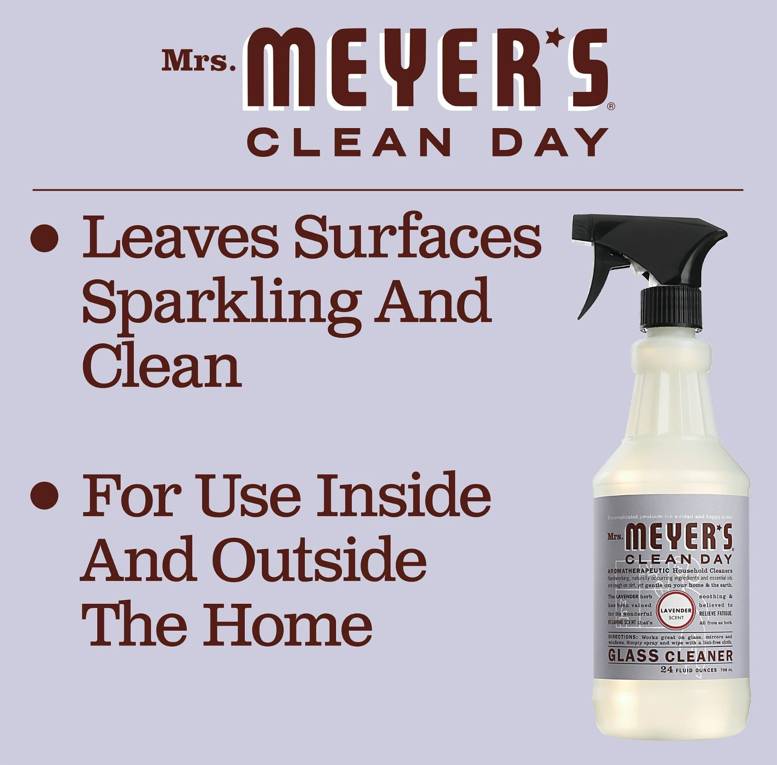 Mrs. Meyer’s Glass & Window Cleaner Lavender, 24 FL OZ (Pack of 6)